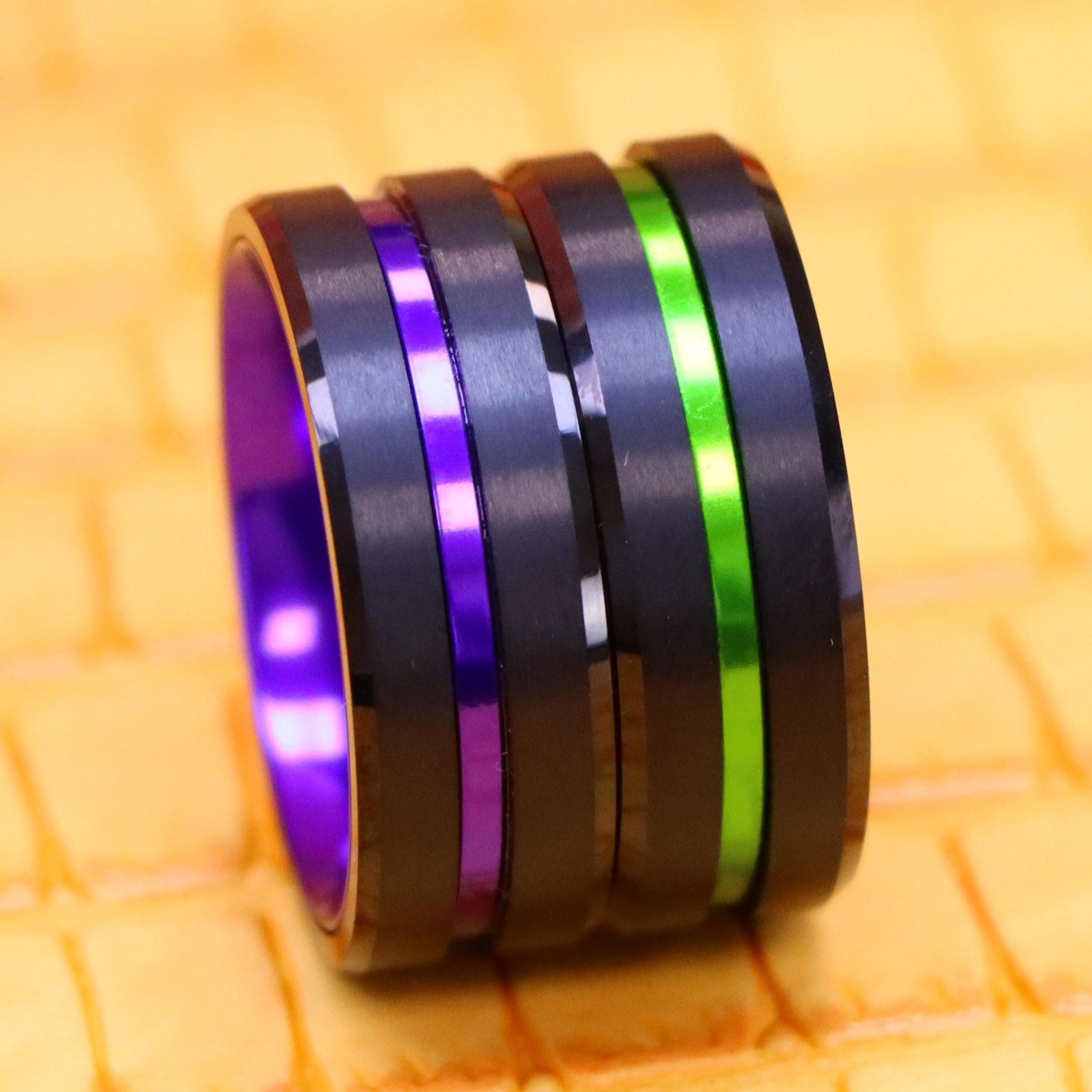 Funky multi-color tungsten ring for men and women, scratch-resistant, comfort fit, vibrant finish