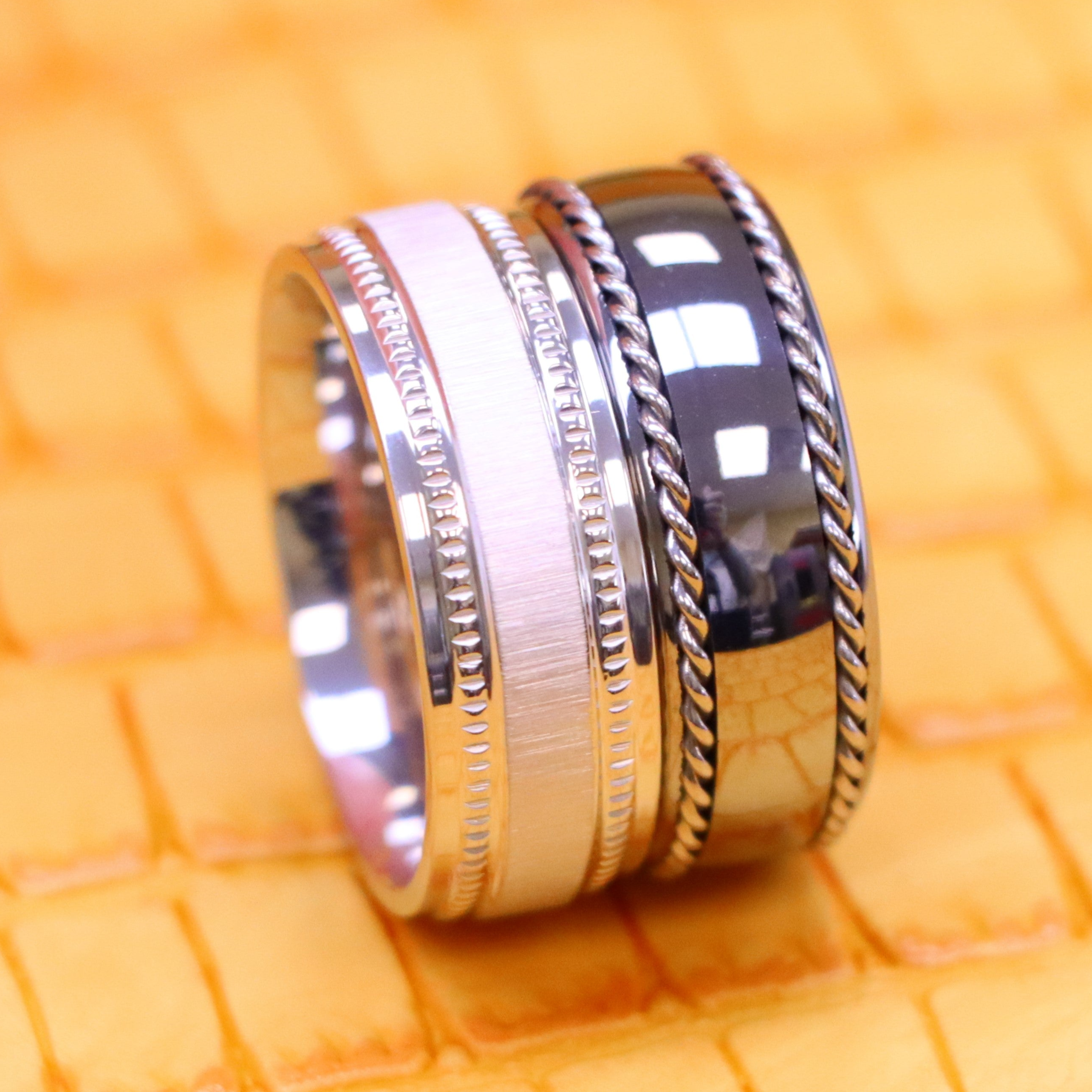 Men’s titanium ring collection, lightweight and durable fashion jewelry, scratch-resistant, hypoallergenic, perfect for weddings and everyday wear