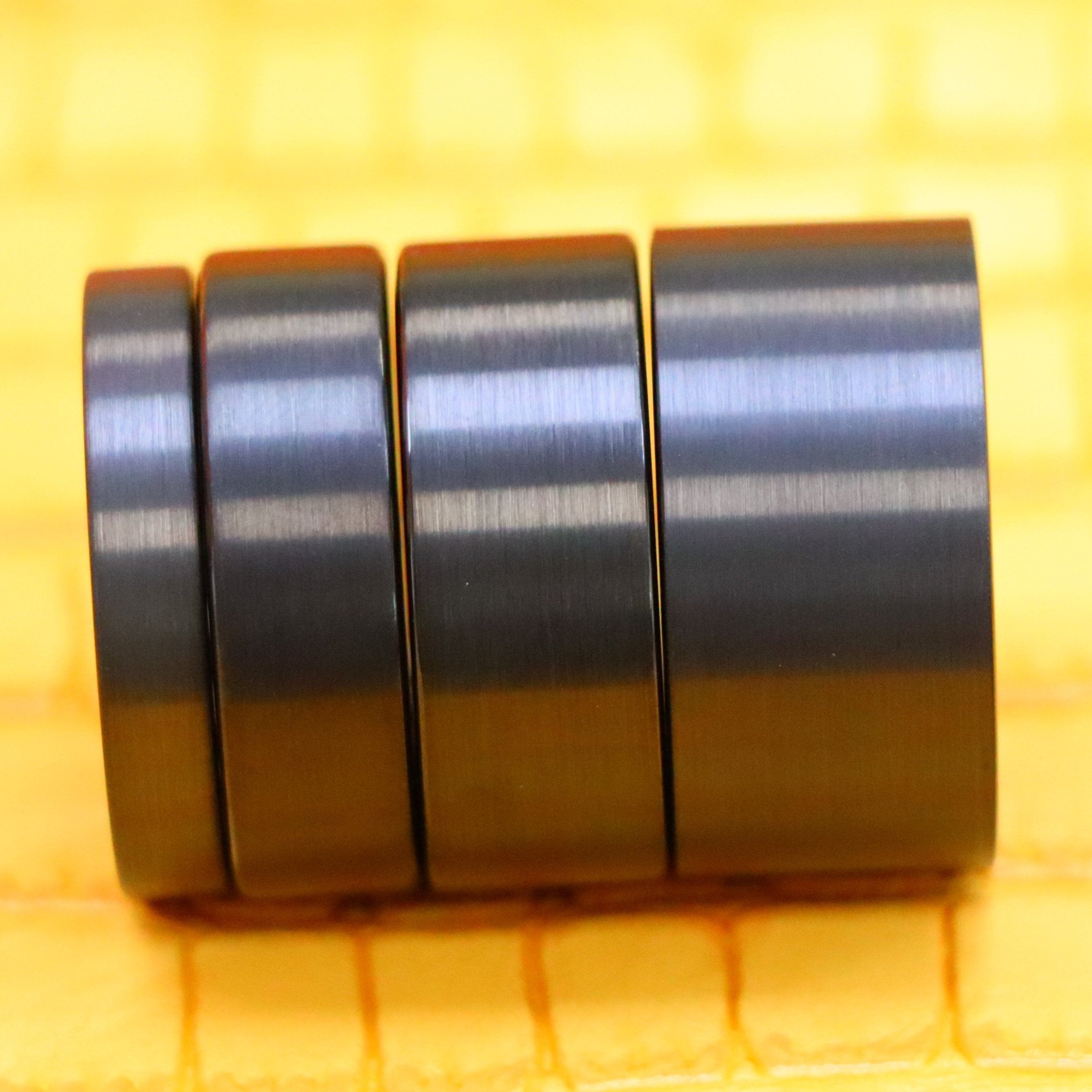 Black IP Plated Brushed Pipe Cut Band Tungsten Ring - Labhu USA