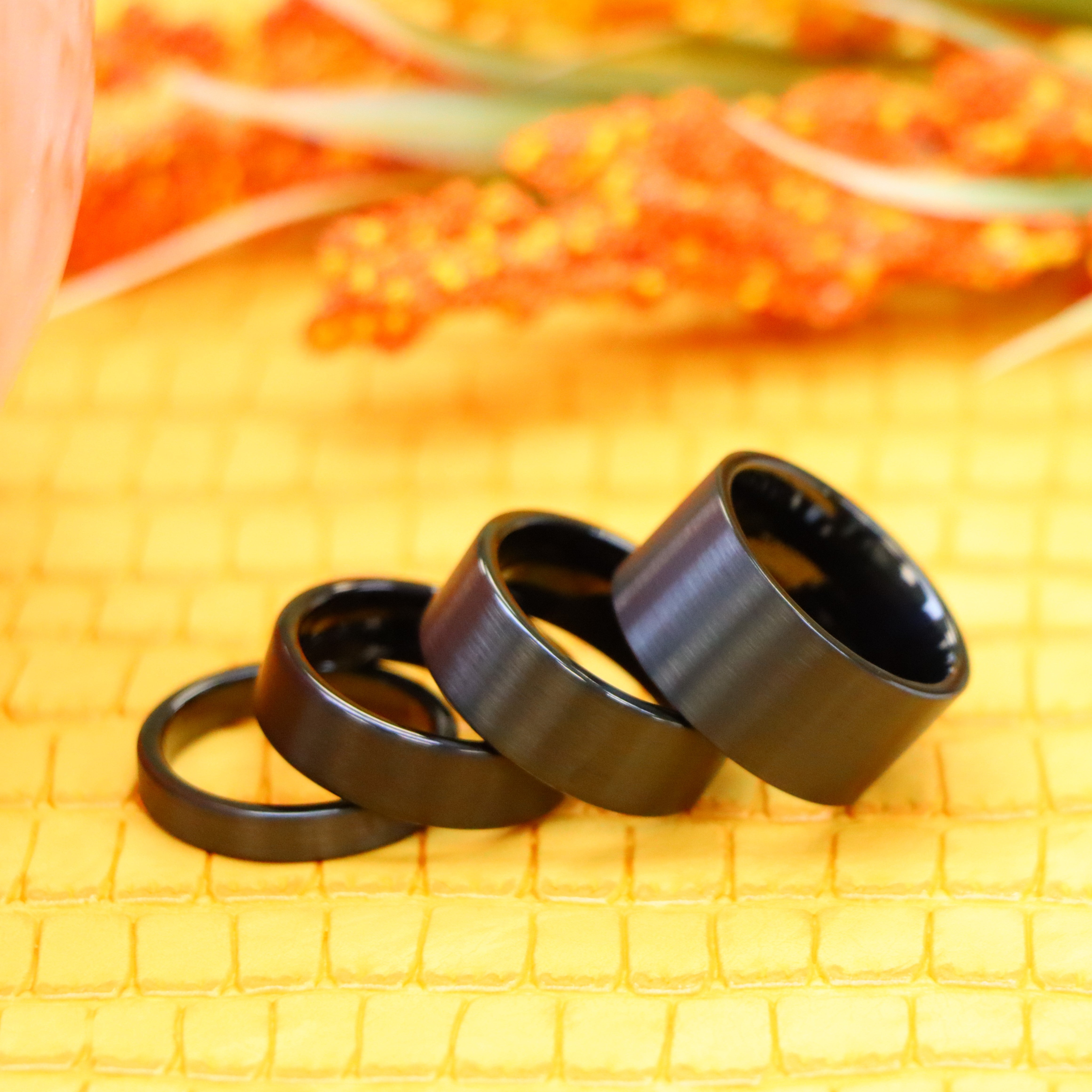 Black IP Plated Brushed Pipe Cut Band Tungsten Ring - Labhu USA