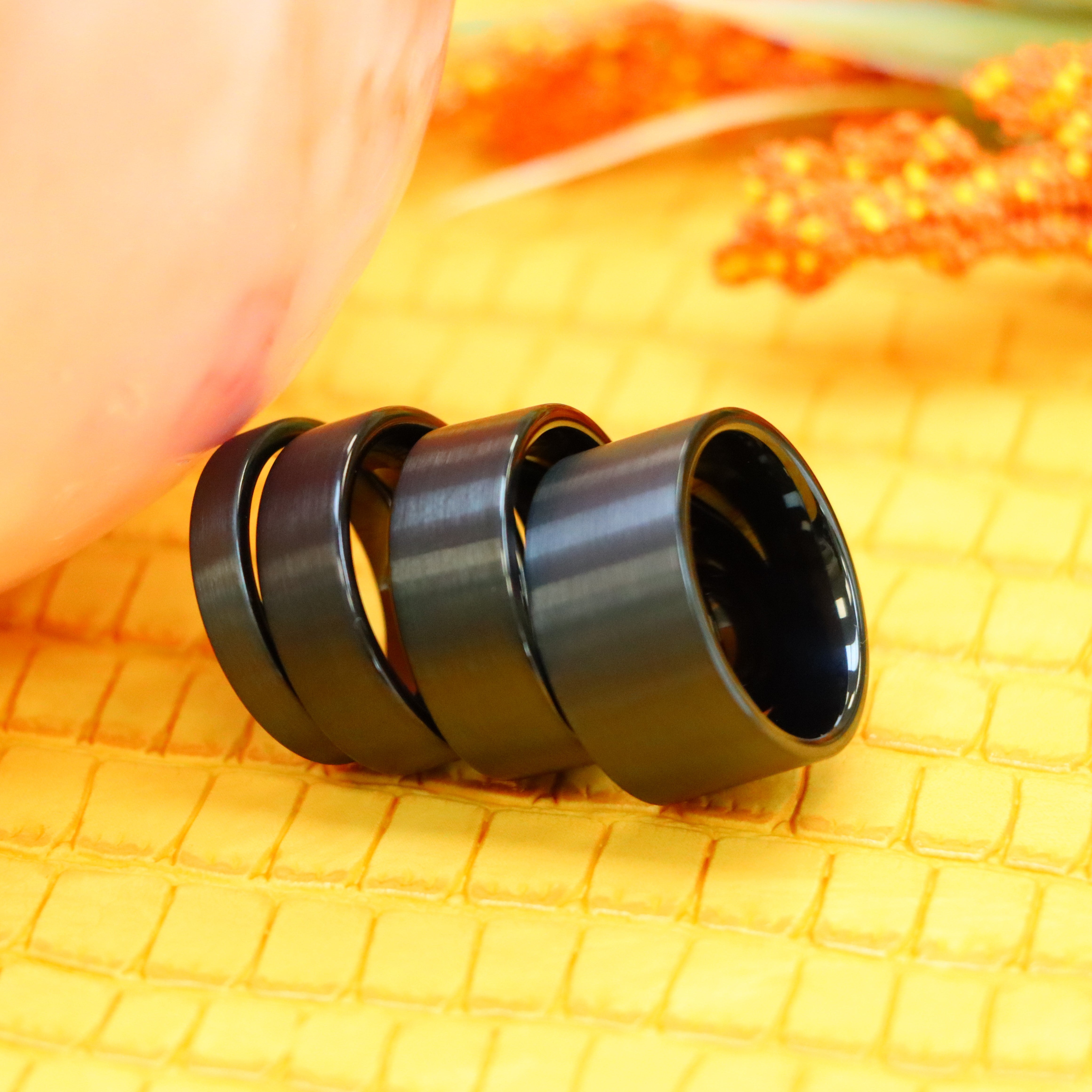 Black IP Plated Brushed Pipe Cut Band Tungsten Ring - Labhu USA