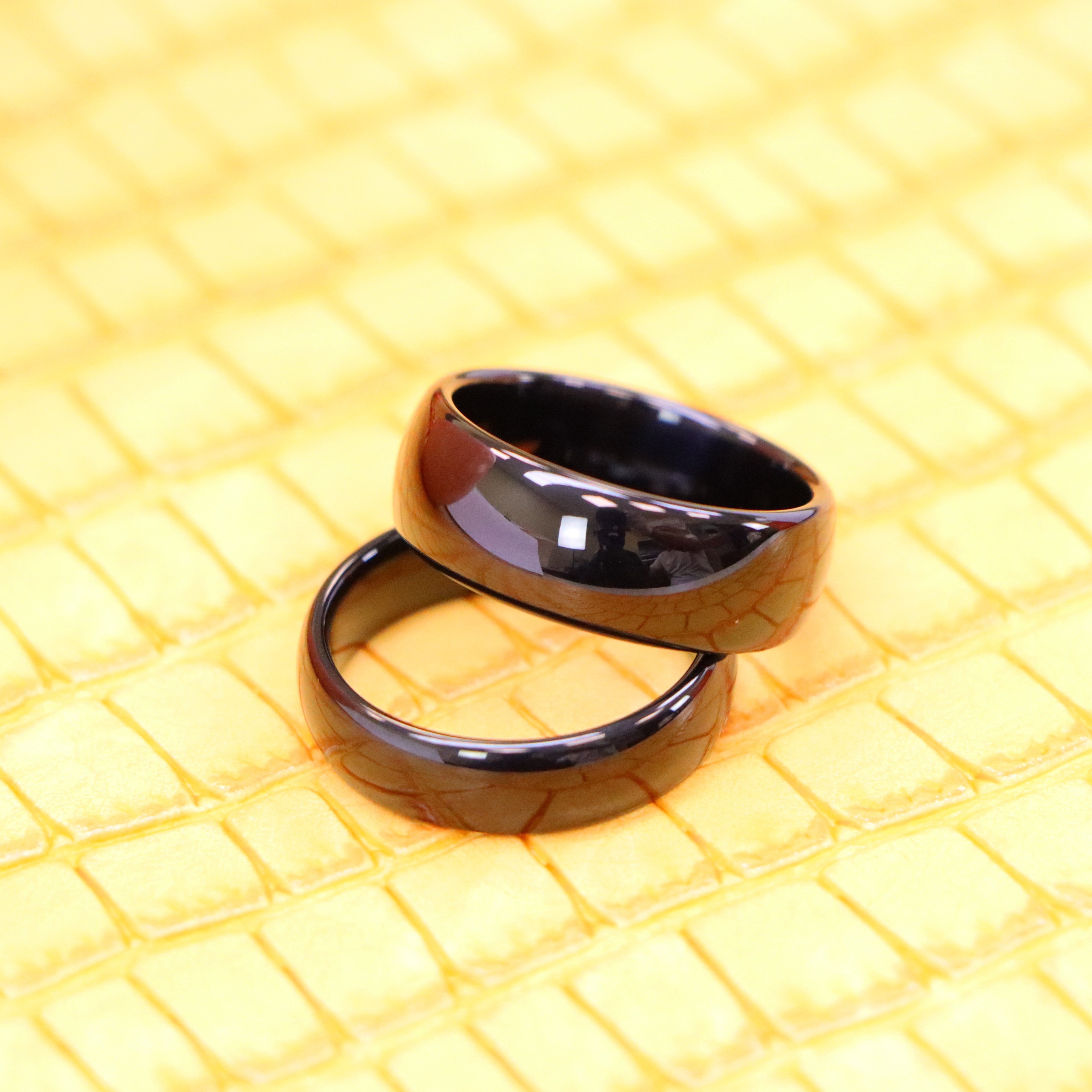 High Polish Black IP Plate Classic Domed Band Tungsten Ring - Labhu USA