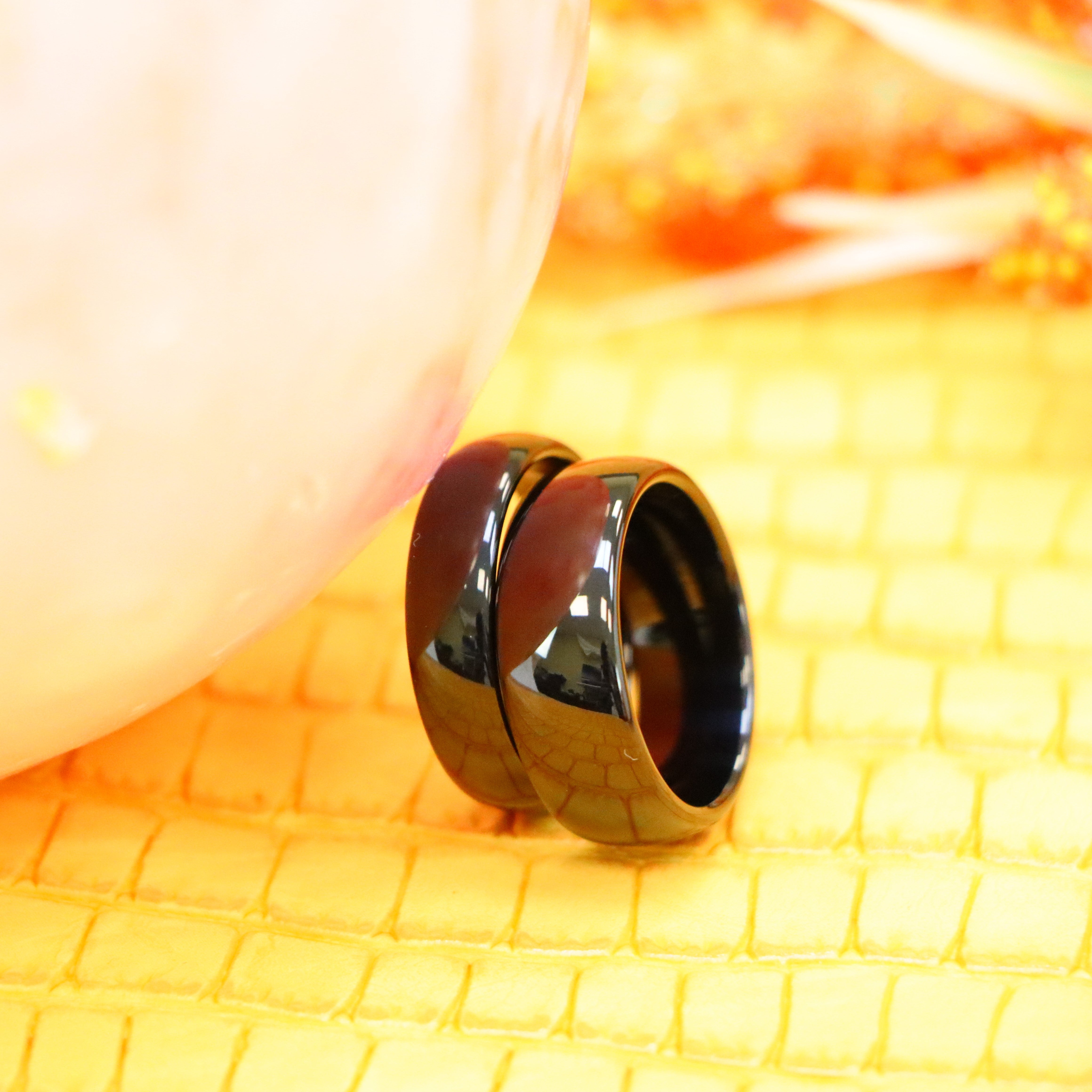 High Polish Black IP Plate Classic Domed Band Tungsten Ring - Labhu USA