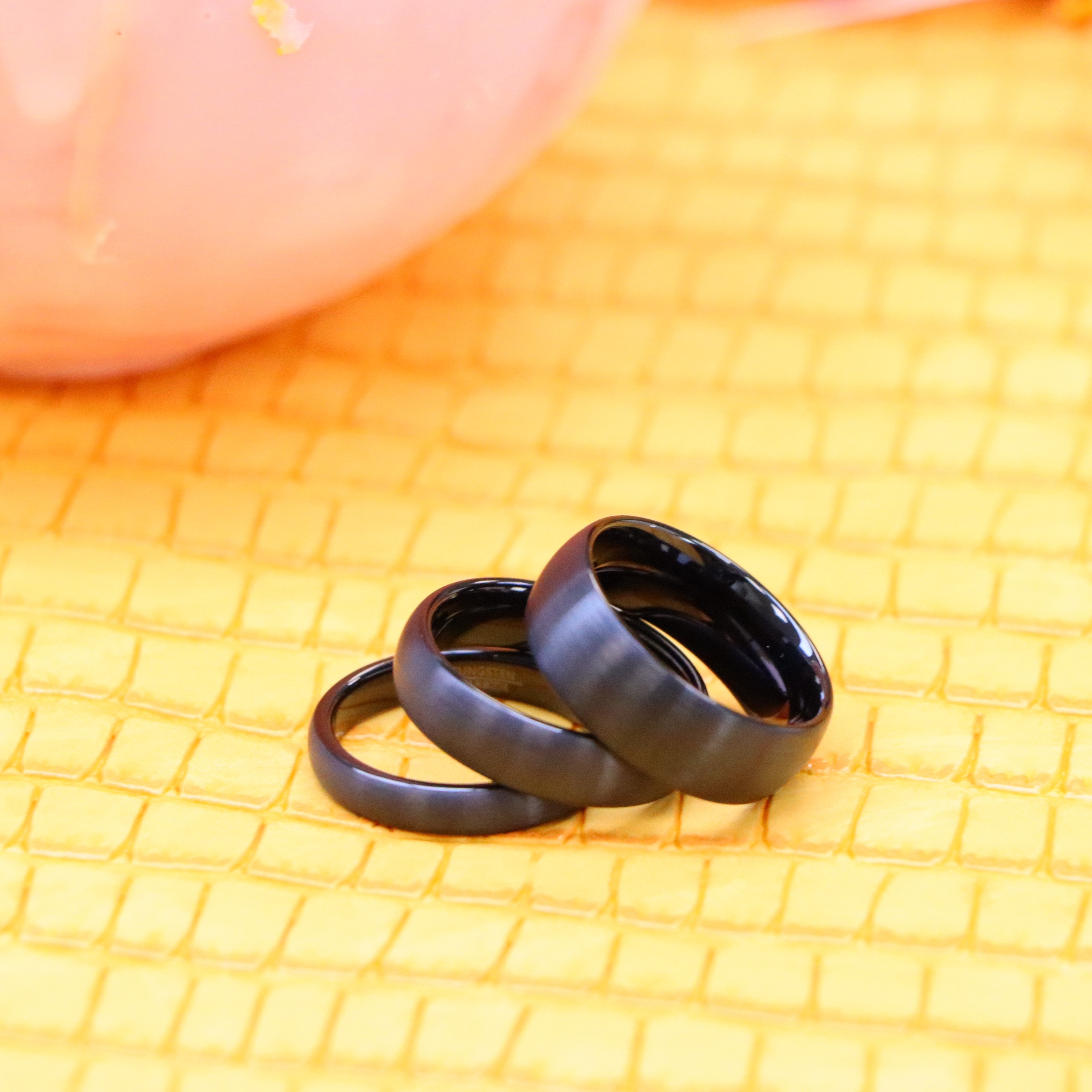 Brushed Black IP Plated Classic Domed Band Tungsten Ring - Labhu USA