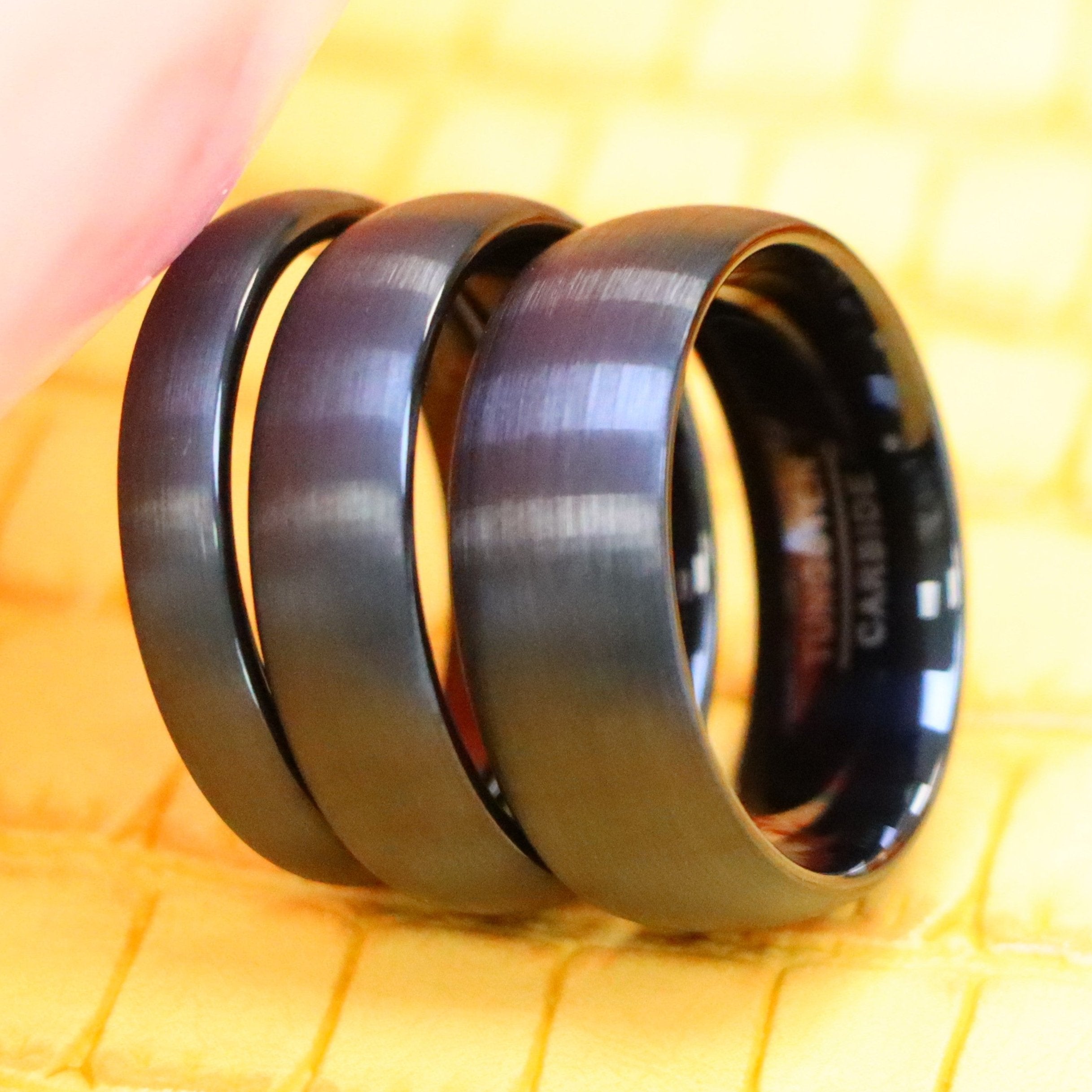 Brushed Black IP Plated Classic Domed Band Tungsten Ring - Labhu USA