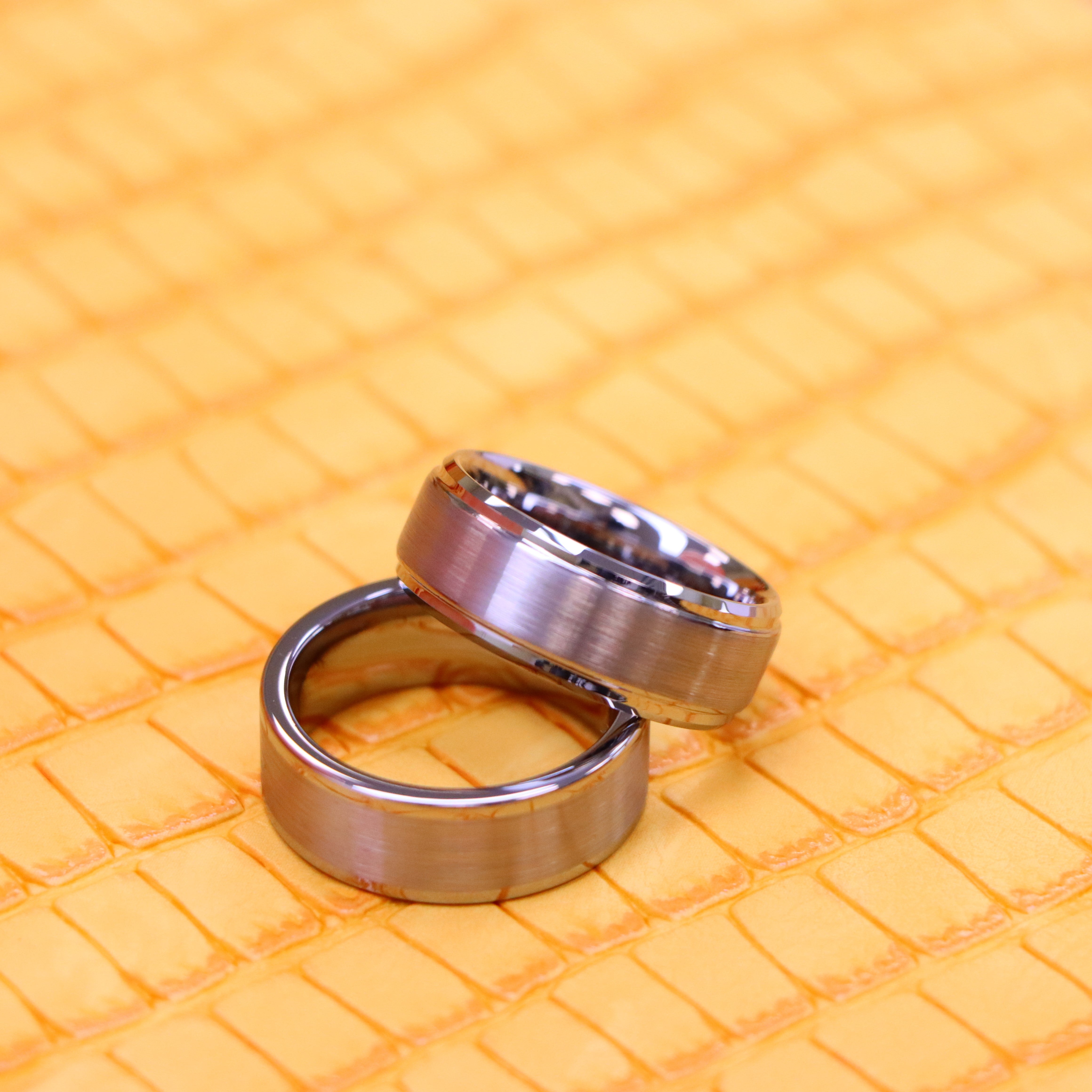 Brushed with Polished Shiny Raised Edge/Stepped Edge Tungsten Ring - Labhu USA