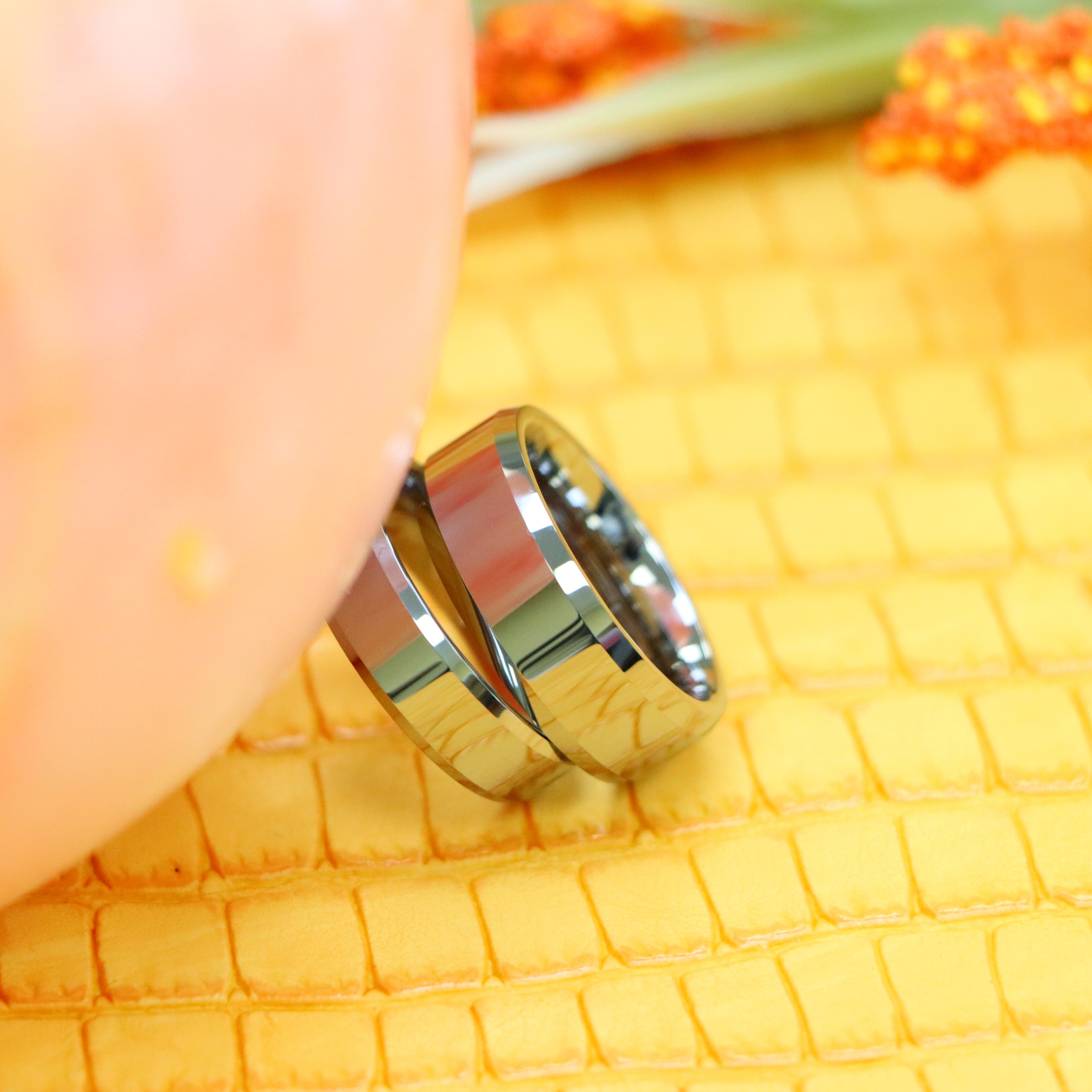 High Polish & Beveled Edge Tungsten Ring - Labhu USA
