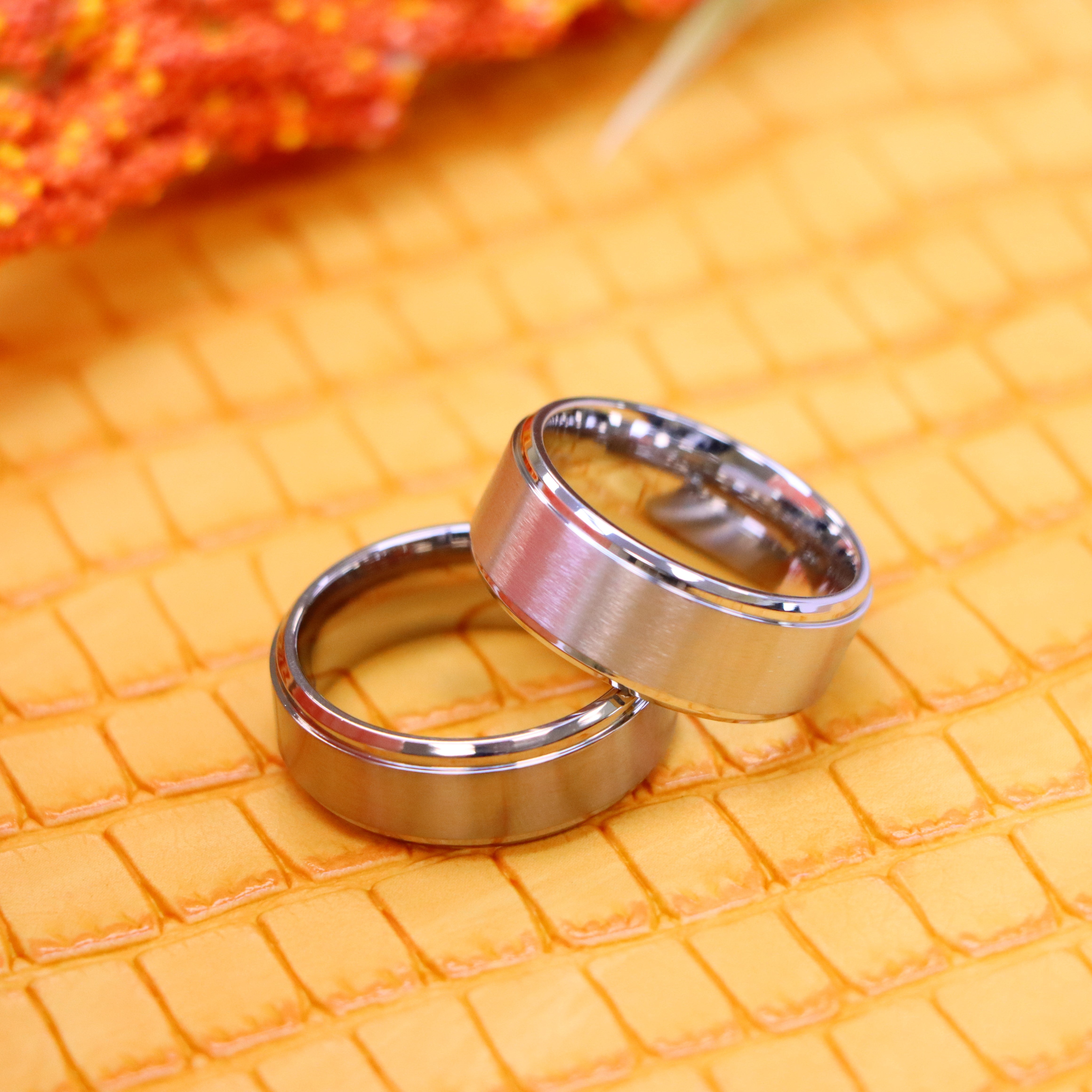 Titanium Ring Flat Brushed Center Polished Shiny Edge - Labhu USA