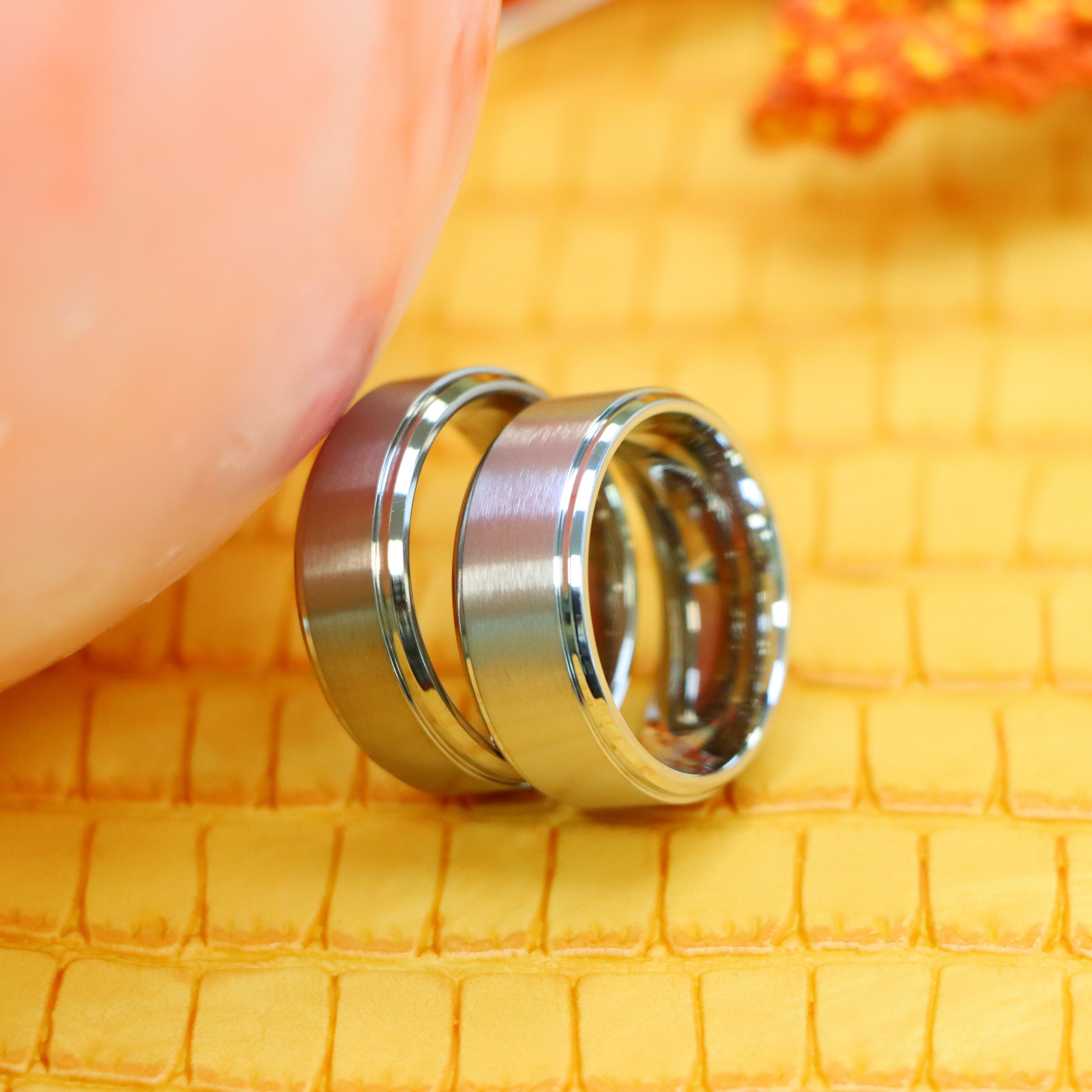 Titanium Ring Flat Brushed Center Polished Shiny Edge - Labhu USA