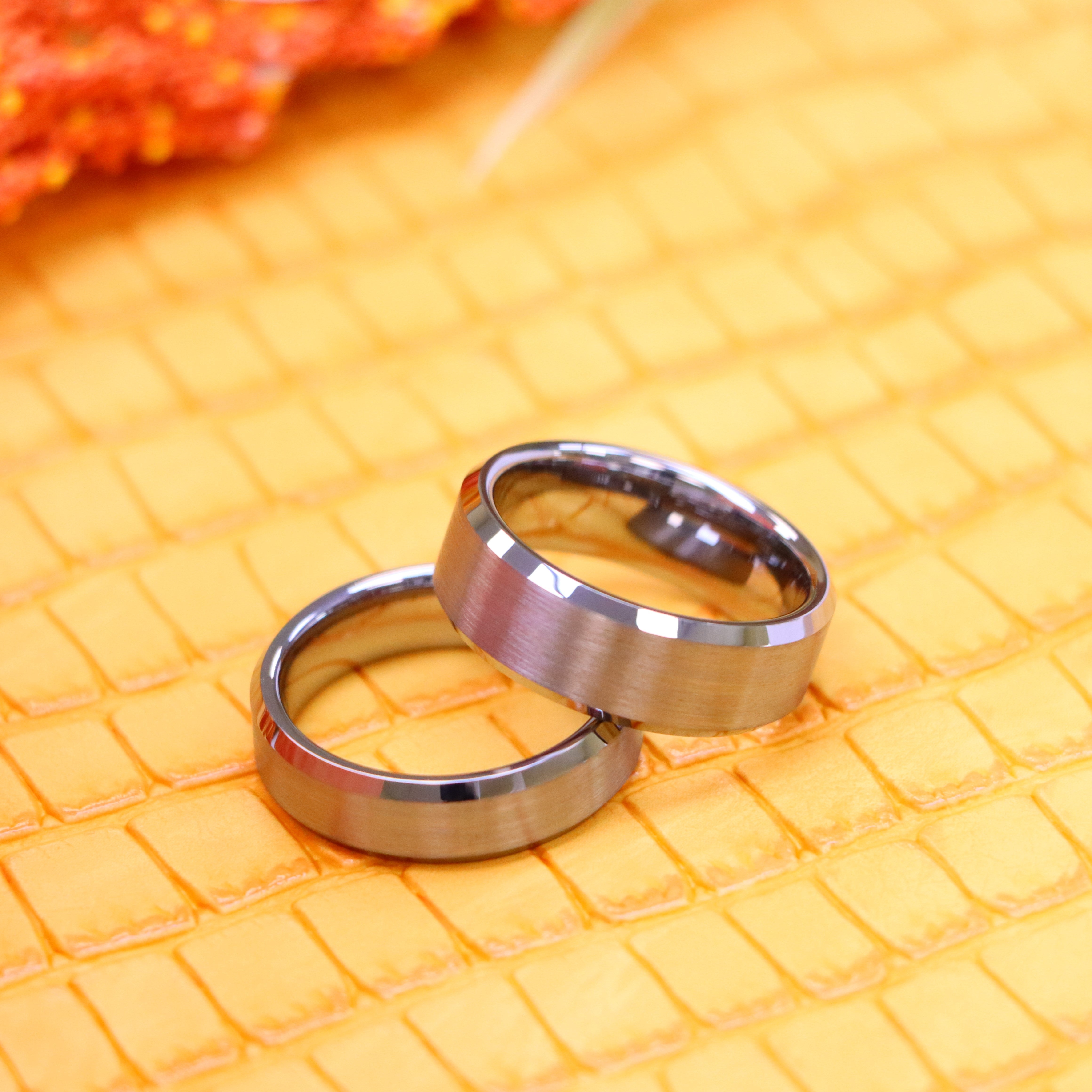 Brushed Center High Polish Beveled Edge Tungsten Ring - Labhu USA
