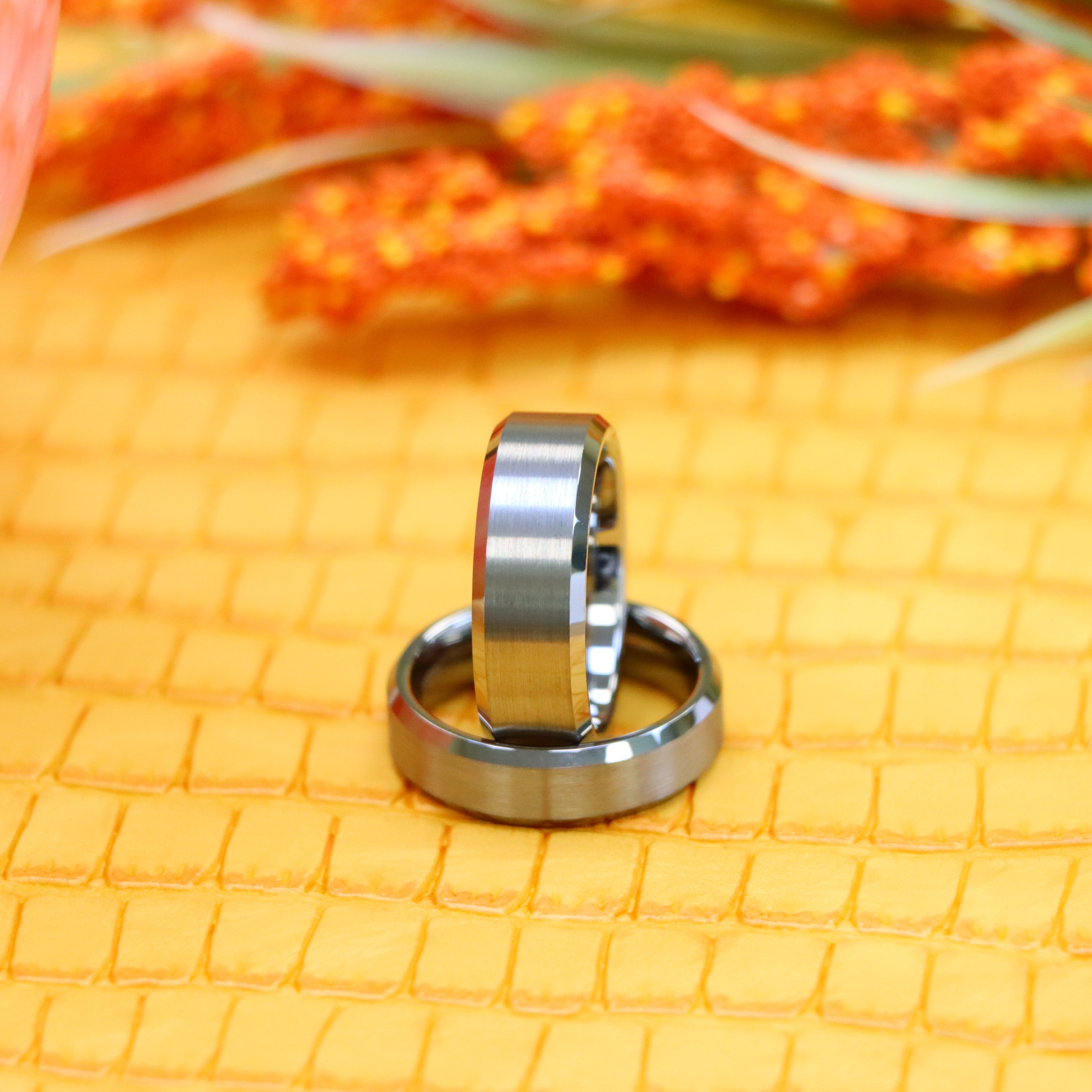 Brushed Center High Polish Beveled Edge Tungsten Ring - Labhu USA