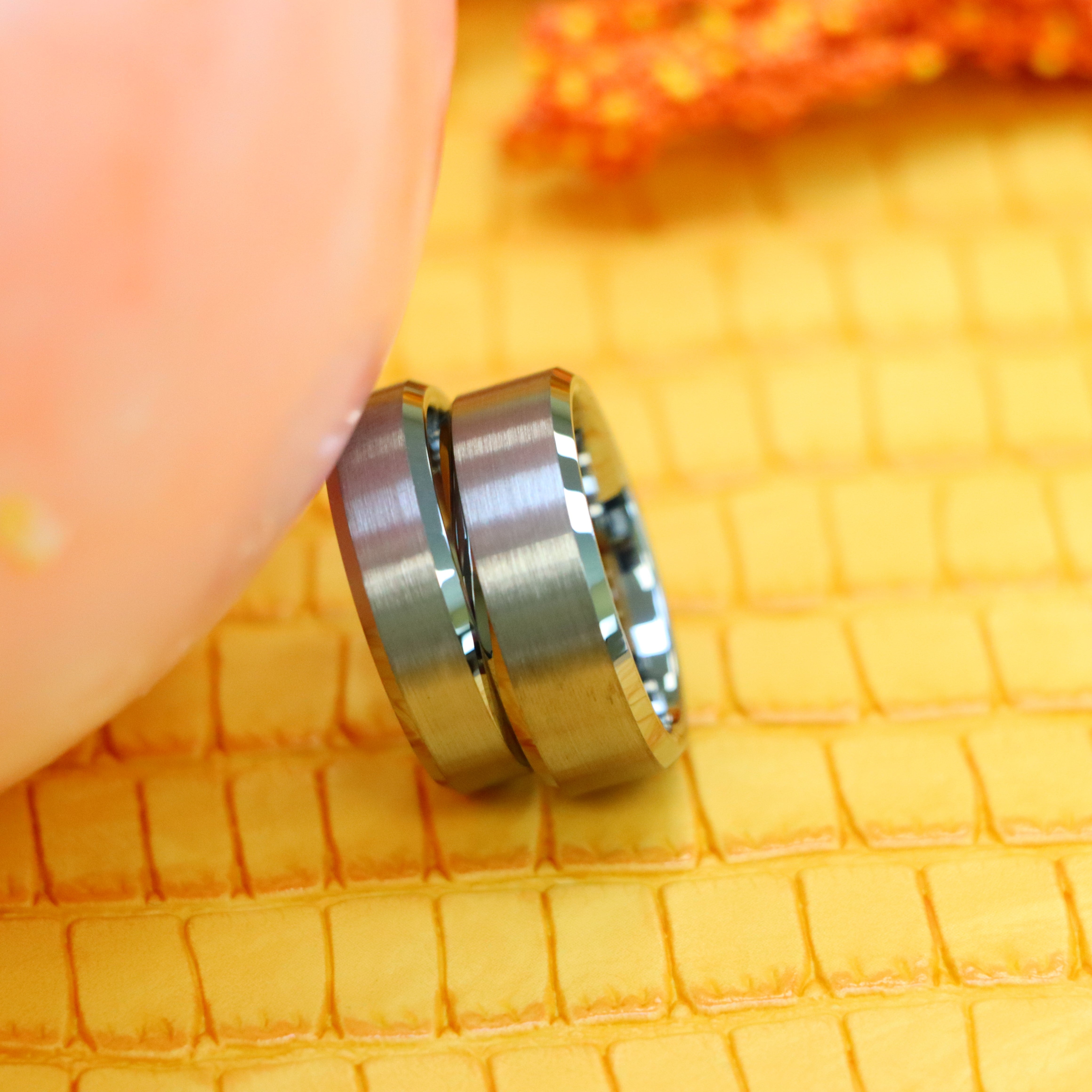 Brushed Center High Polish Beveled Edge Tungsten Ring - Labhu USA
