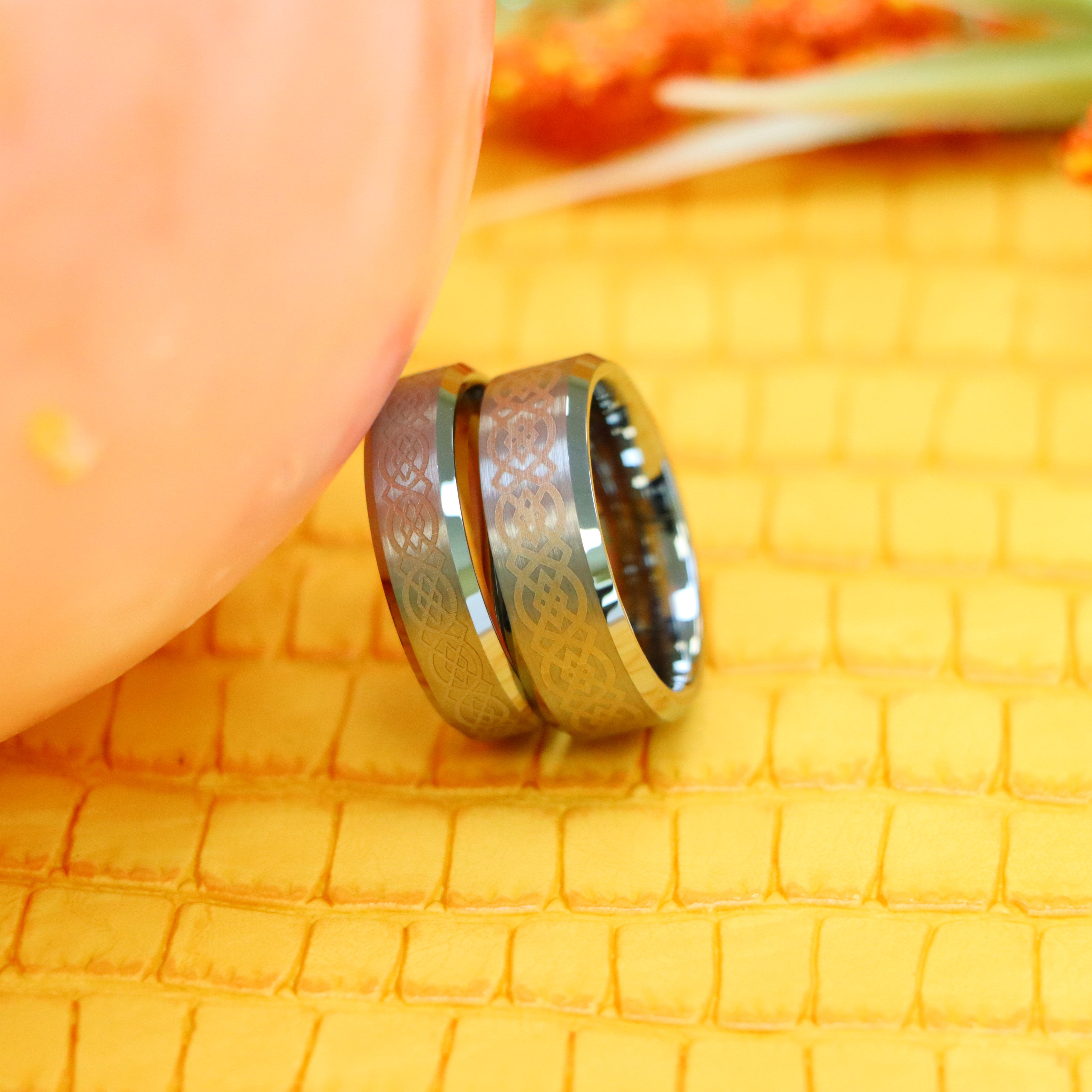 Laser Engraved Celtic Pattern Tungsten Ring - Labhu USA