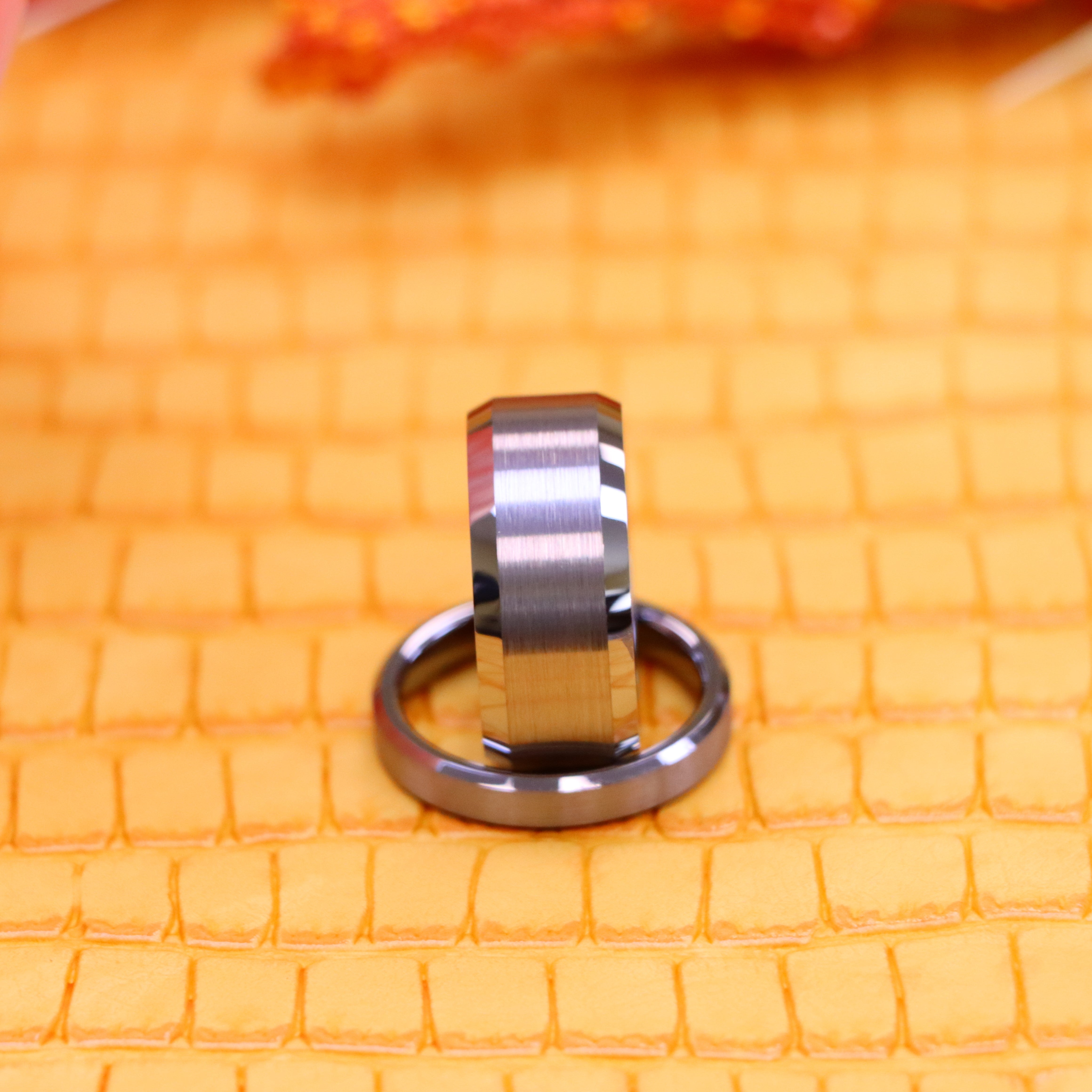 Flat Brushed Center High Polish Beveled Edge Tungsten Ring - Labhu USA