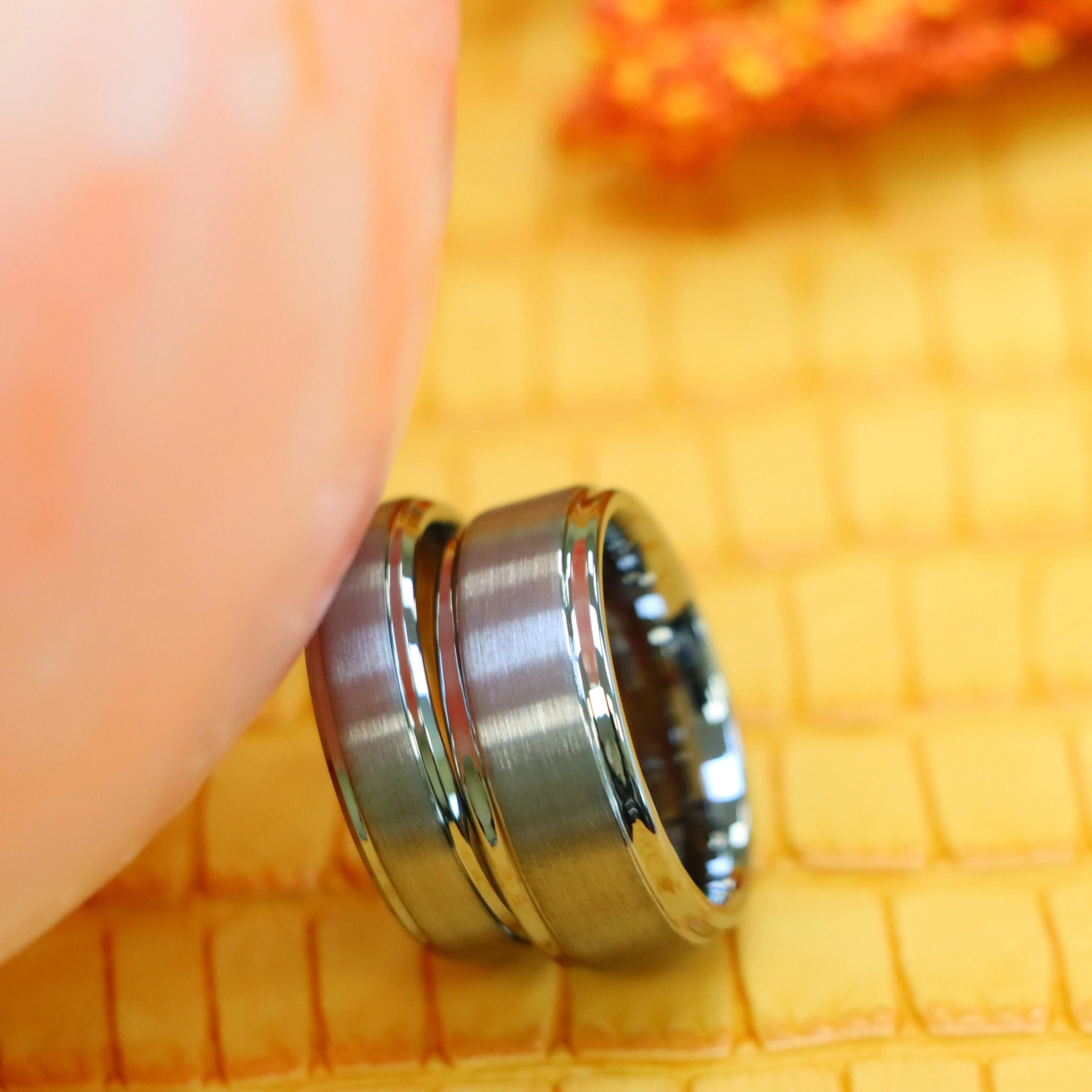 Brushed Center Stepped Edge Tungsten Ring - Labhu USA