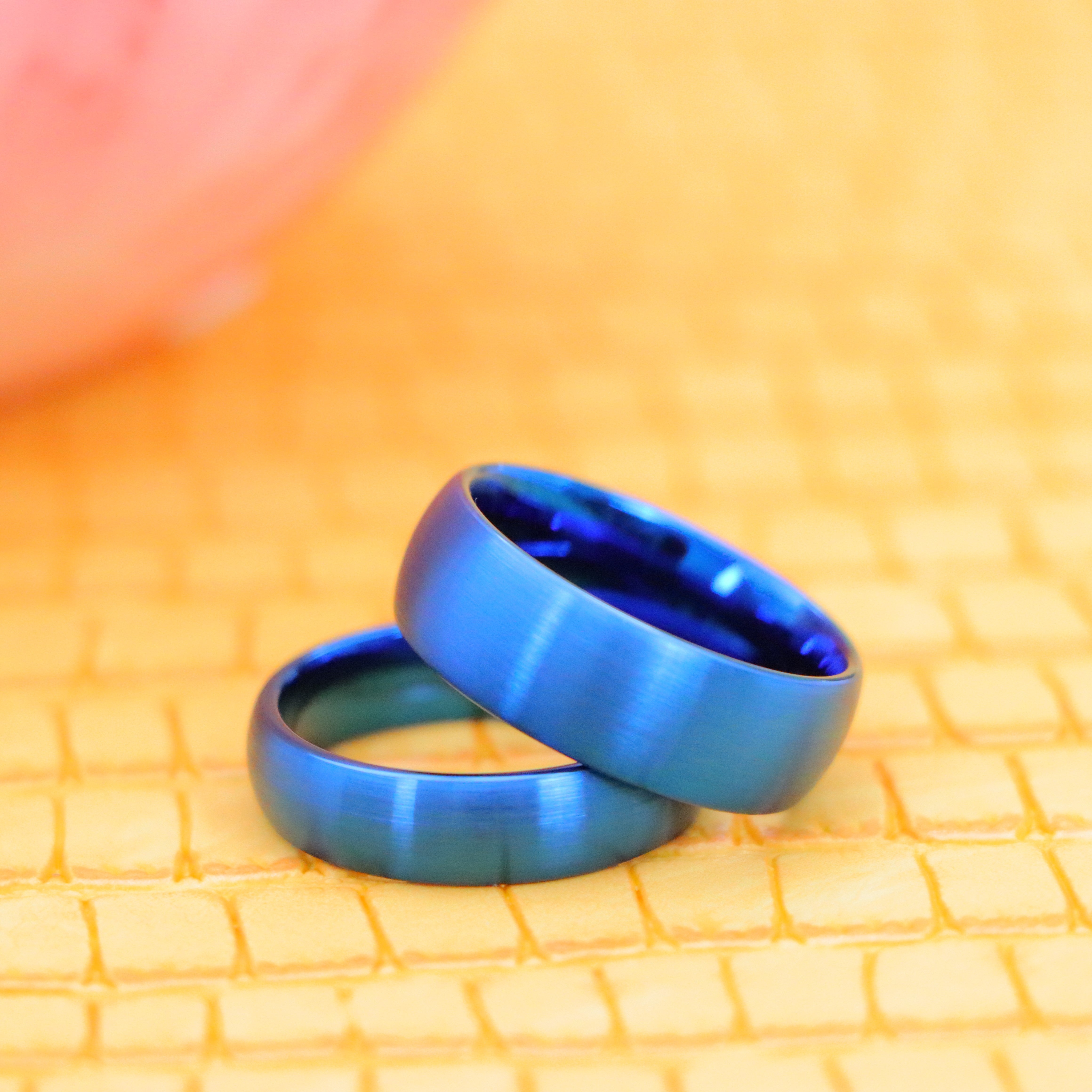 Blue IP Plated Brushed Domed Tungsten Ring - Labhu USA