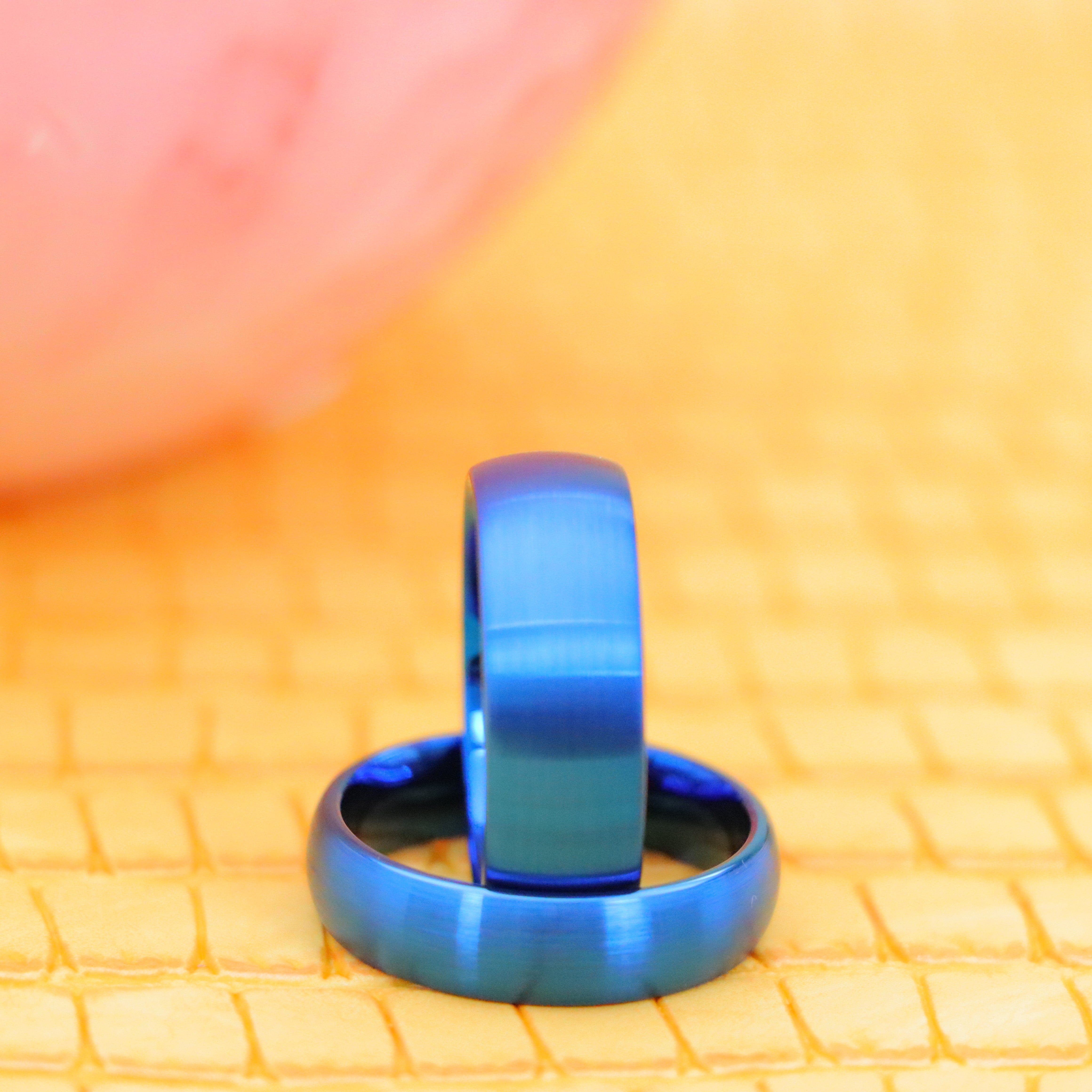 Blue IP Plated Brushed Domed Tungsten Ring - Labhu USA