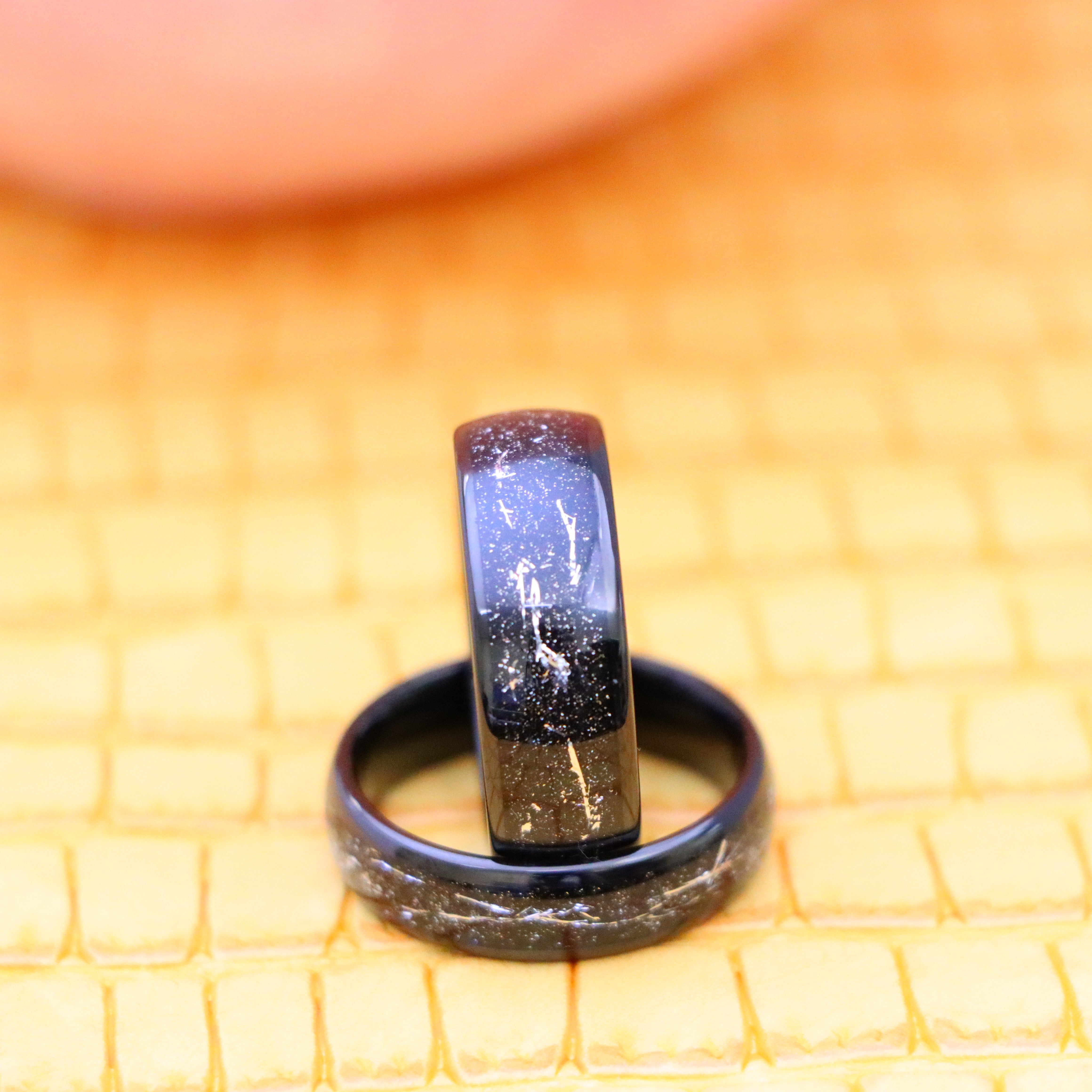 Black IP Plated with Imitation Black Meteorite Inlay Tungsten Ring - Labhu USA