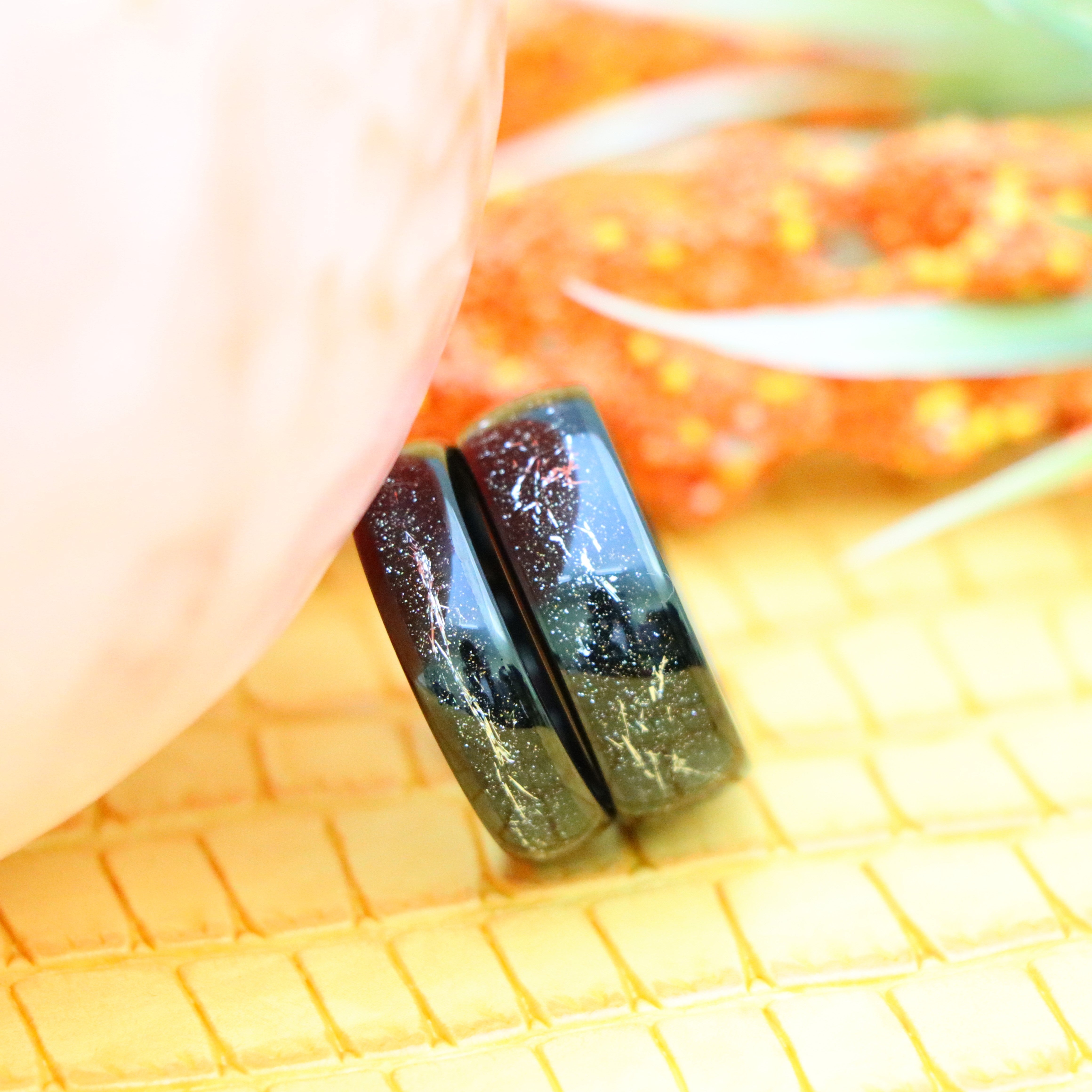 Black IP Plated with Imitation Black Meteorite Inlay Tungsten Ring - Labhu USA