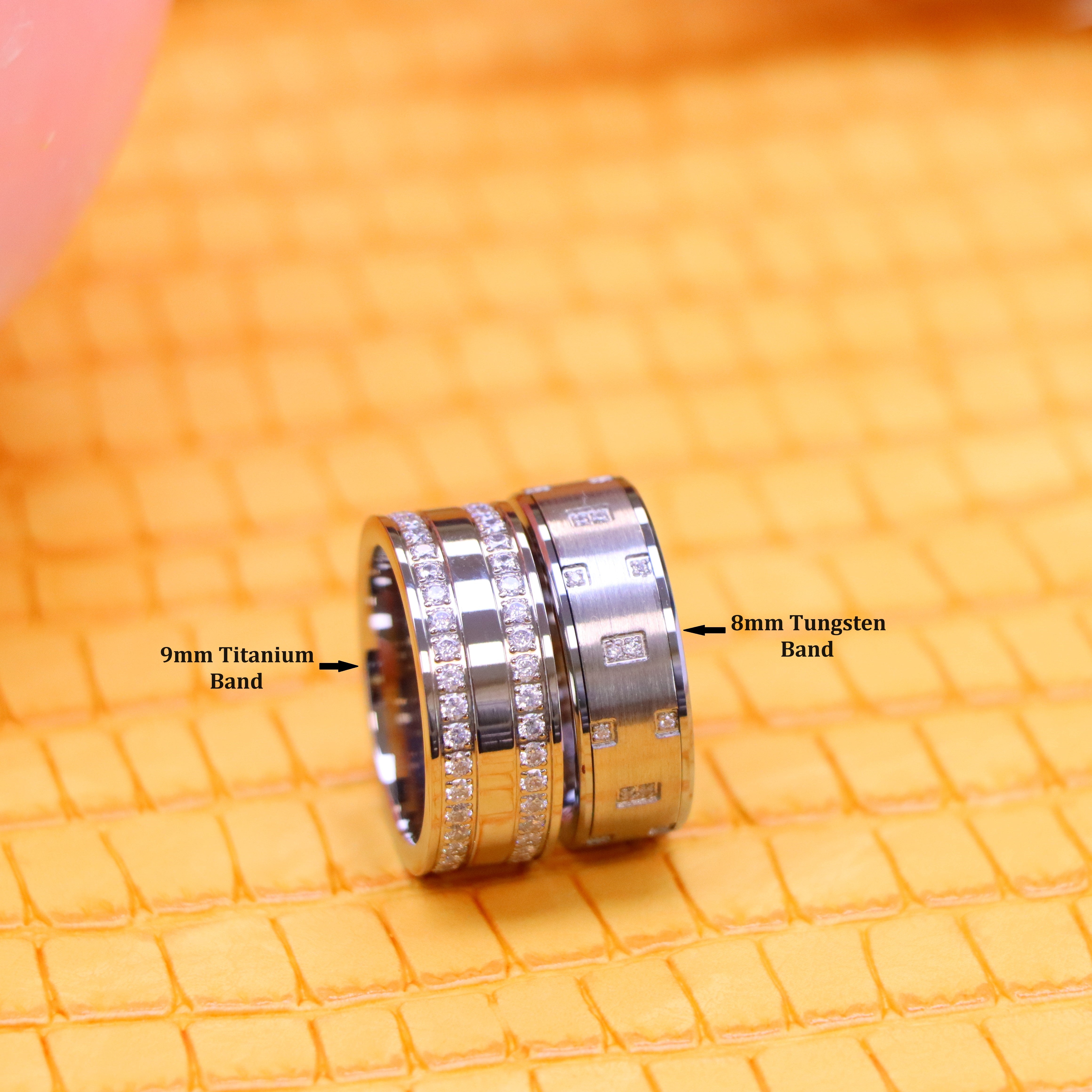Titanium Full Eternity White CZ Titanium Ring - Women's Jewelry, Pipe Cut Alternating Prong-Set White Cubic Zirconia CZ Tungsten Ring - Men's Fashion Jewelry Labhu USA