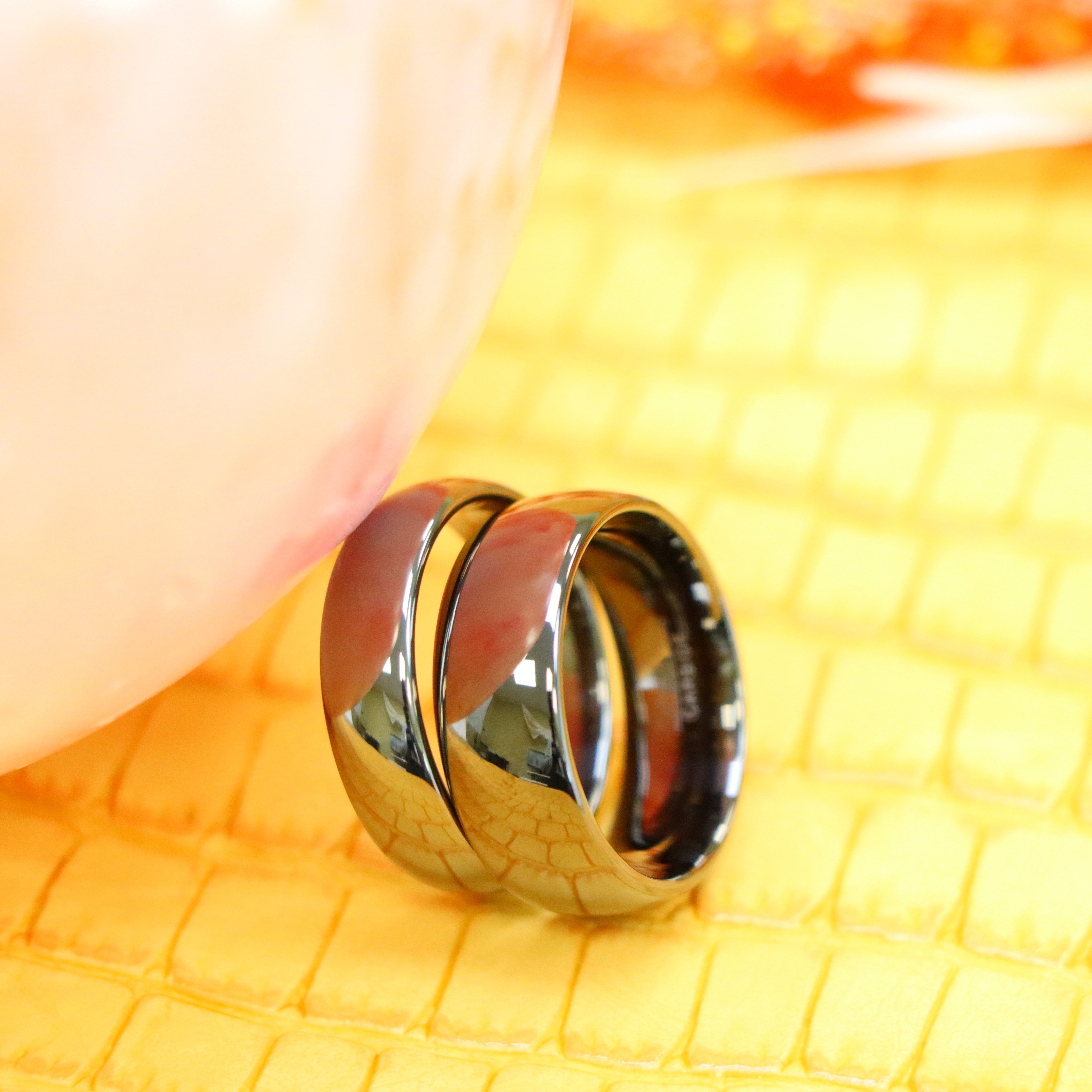 High Polished Shiny Gun Metal IP Plated Classic Domed Tungsten Ring - Labhu USA