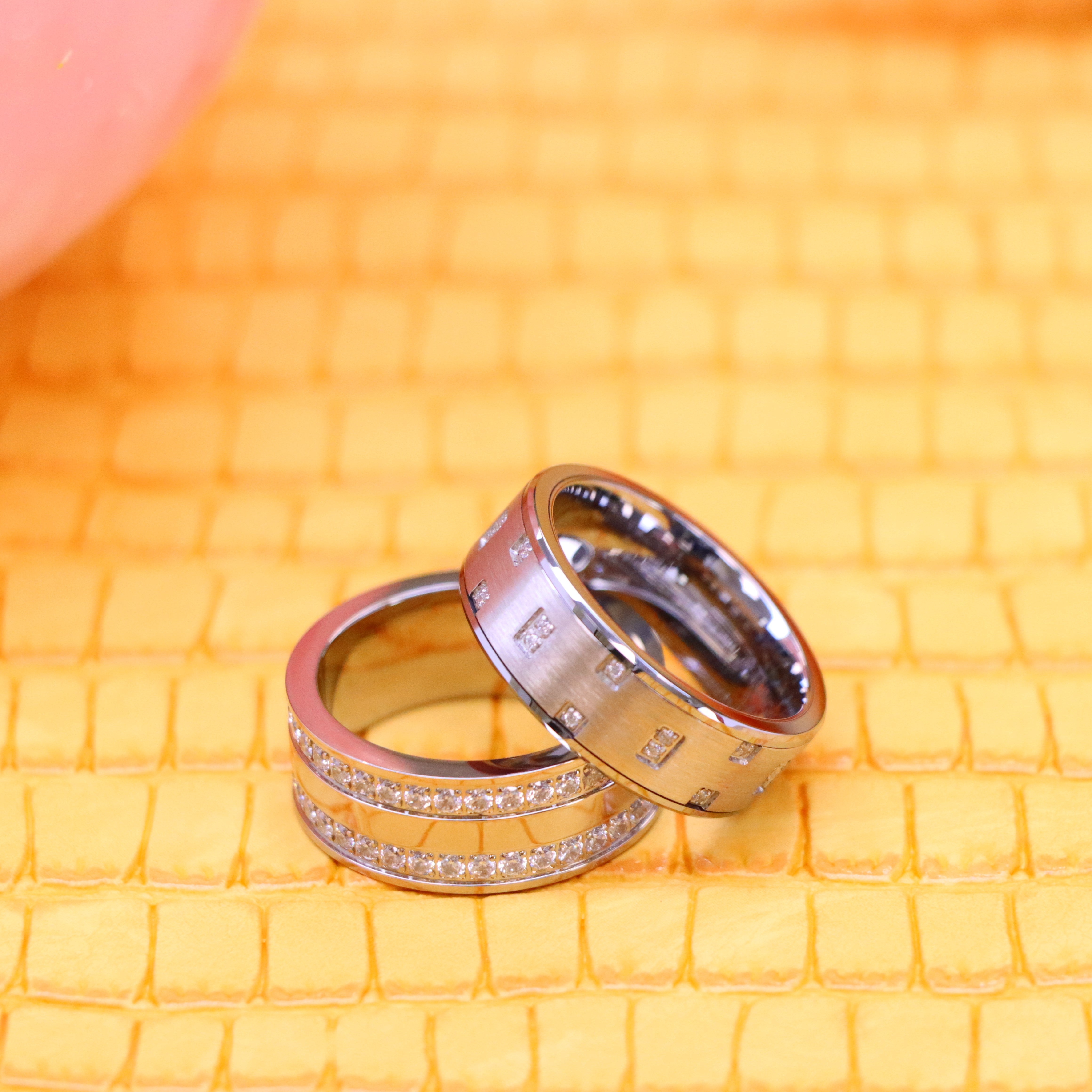 Titanium Full Eternity White CZ Titanium Ring - Women's Jewelry, Pipe Cut Alternating Prong-Set White Cubic Zirconia CZ Tungsten Ring - Men's Fashion Jewelry Labhu USA