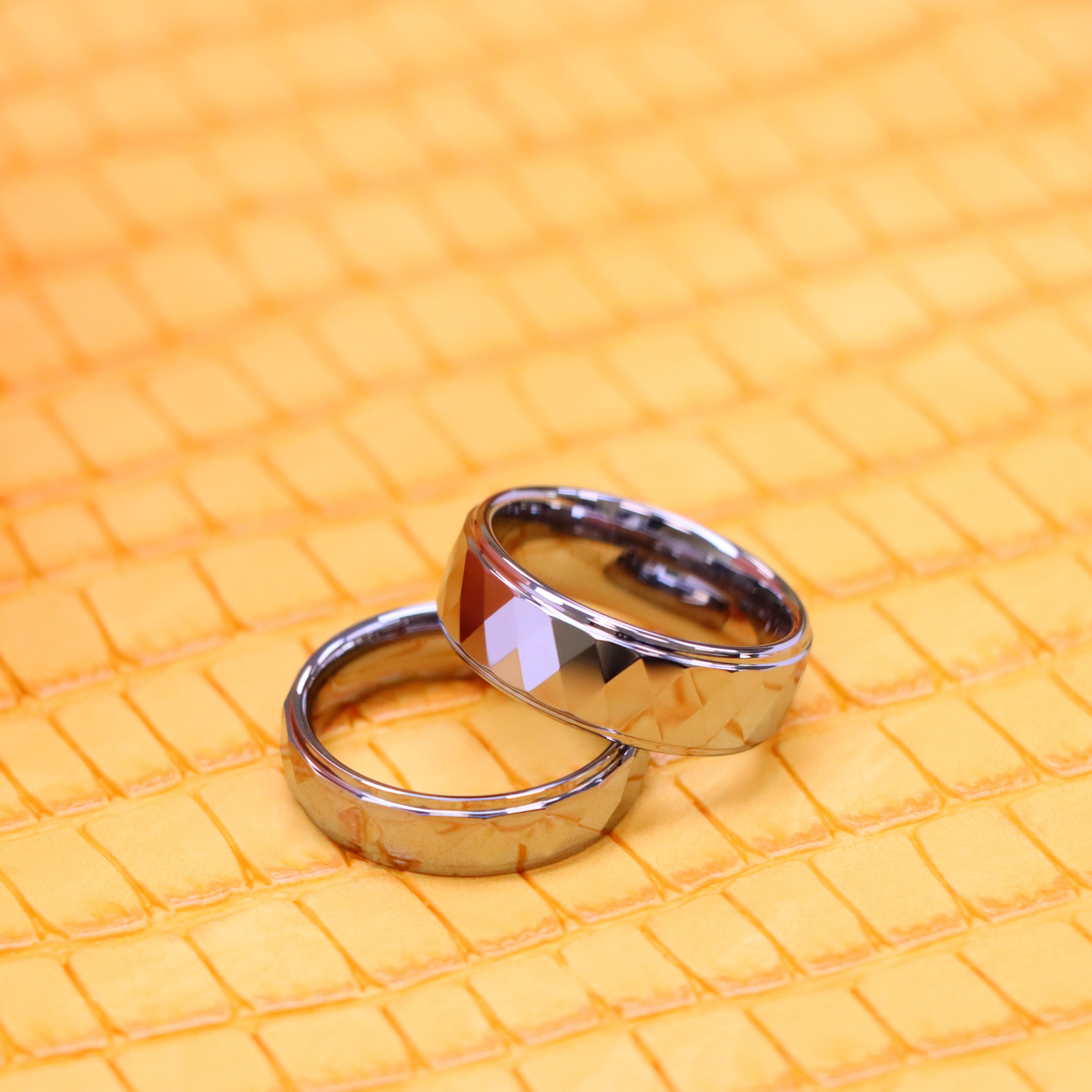 Domed Faceted Ring Stepped Edge Tungsten Ring - Labhu USA