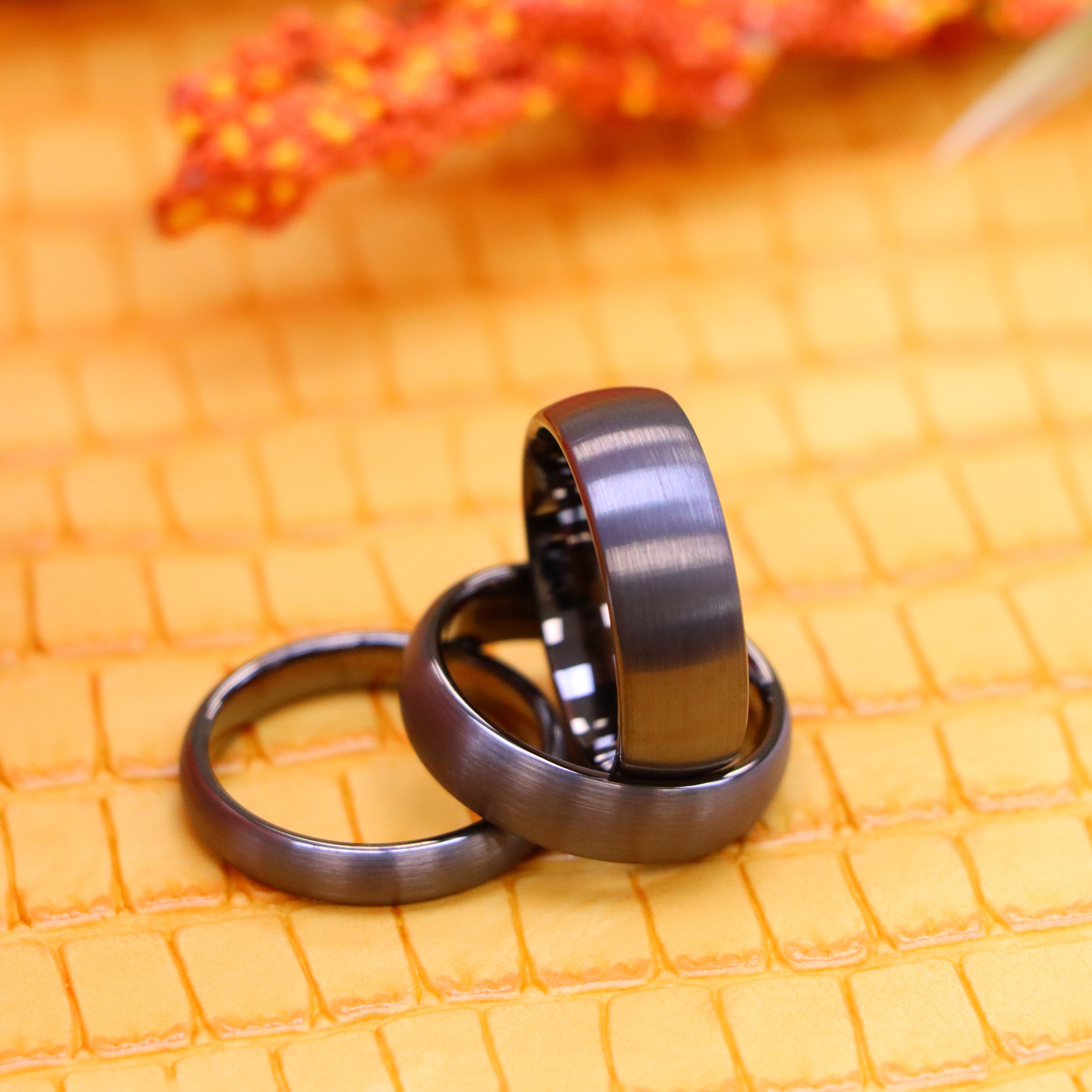 Dome Brush Gun Metal Tungsten Ring - Labhu USA