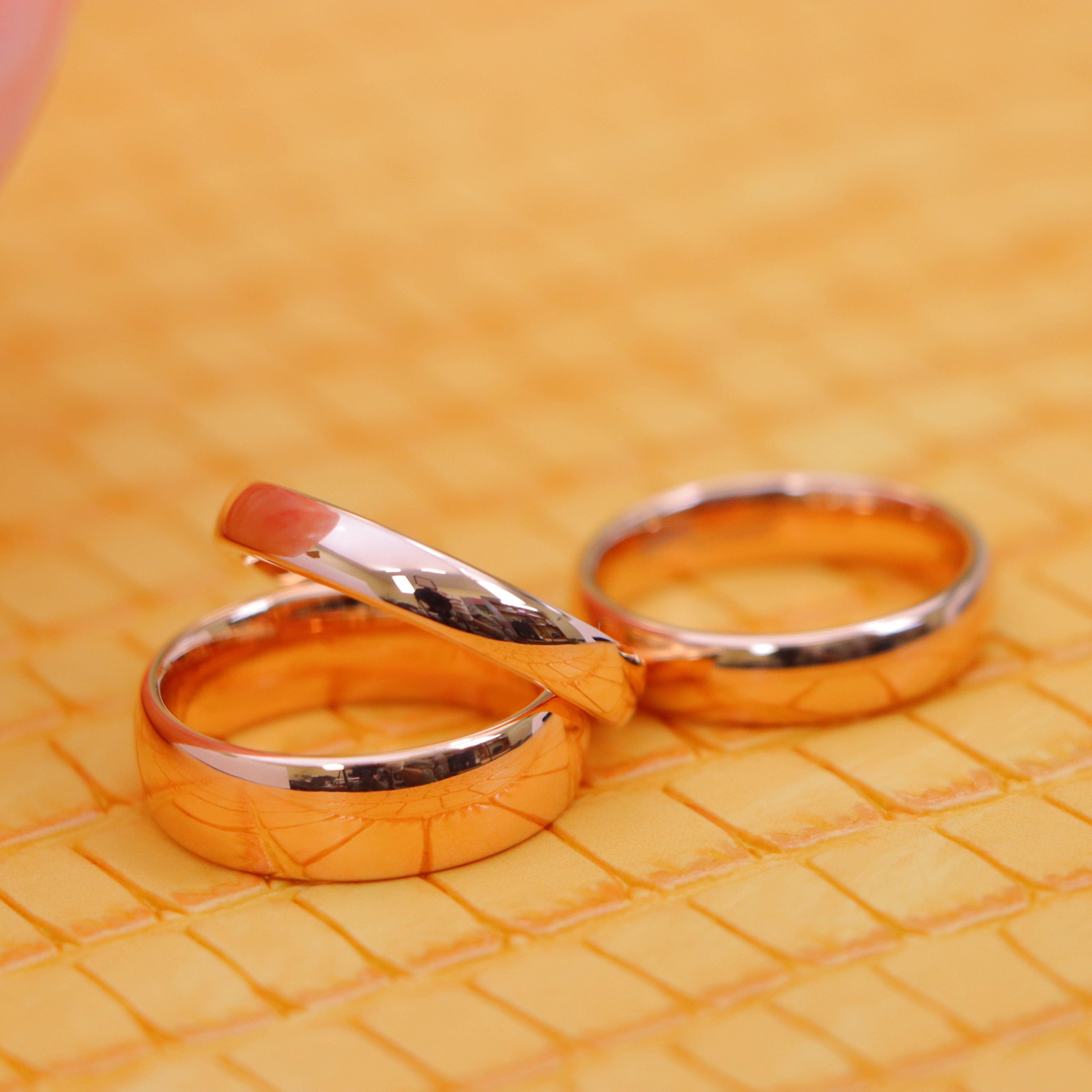 Domed Rose Gold Plated High Polish Tungsten Ring - Labhu USA