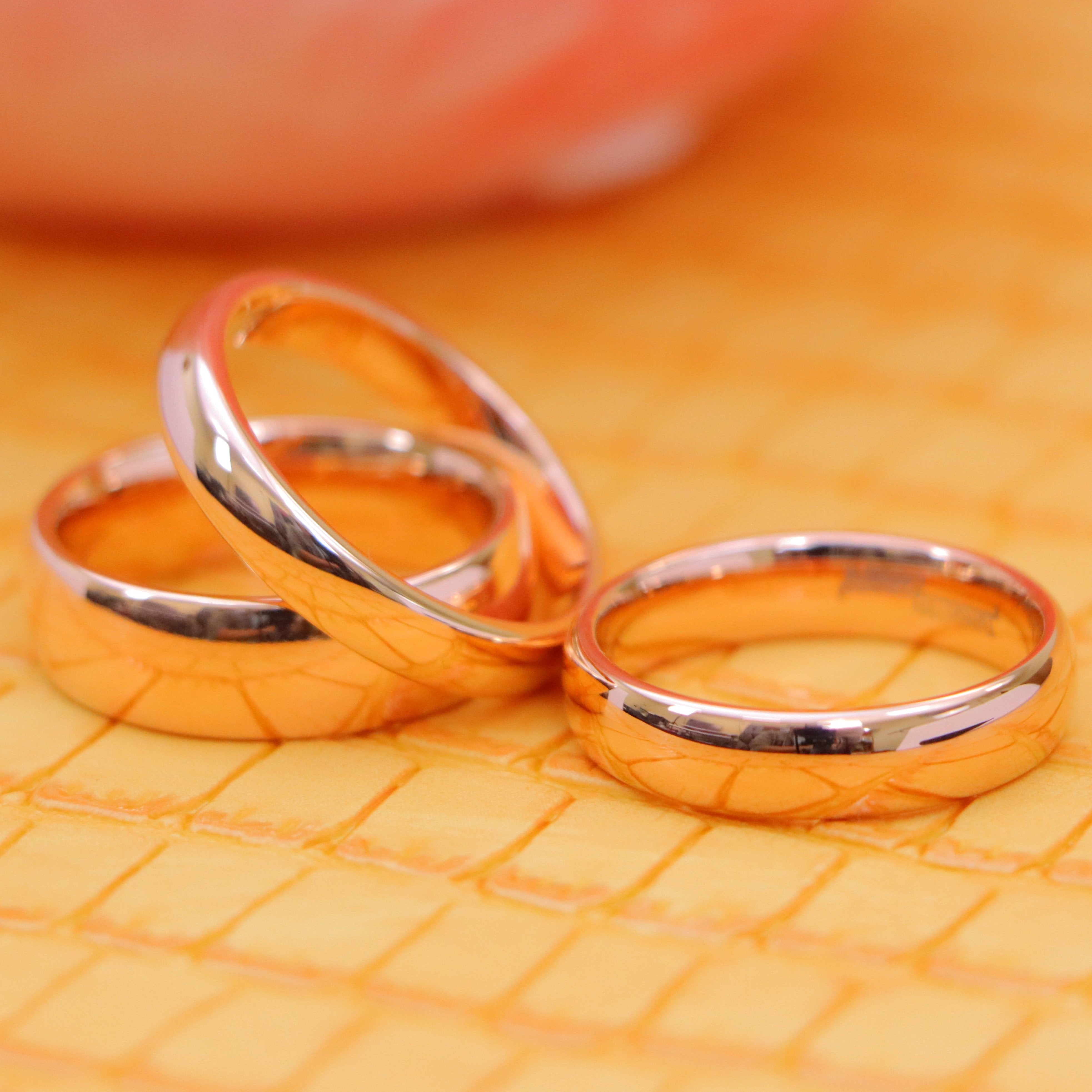 Domed Rose Gold Plated High Polish Tungsten Ring - Labhu USA