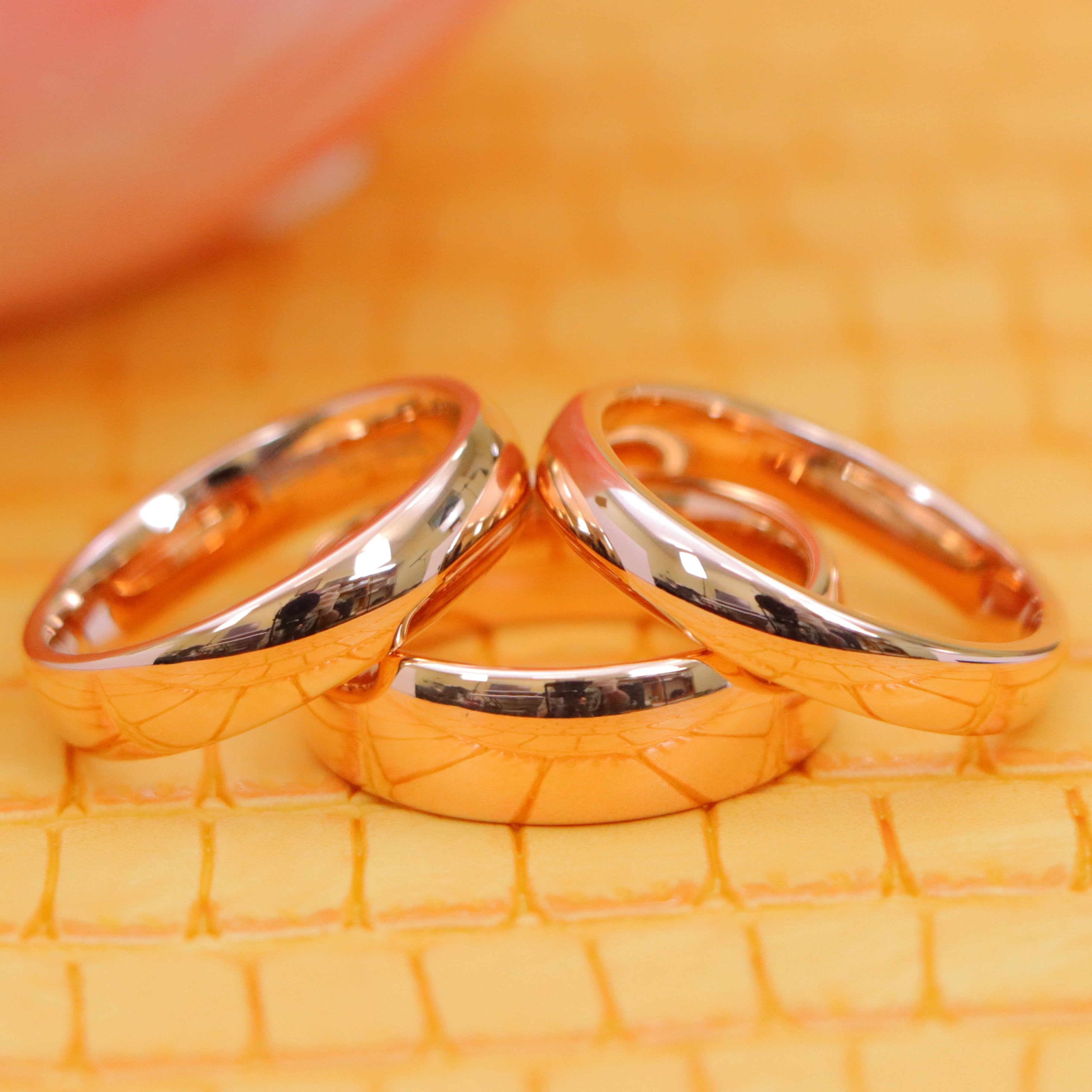 Domed Rose Gold Plated High Polish Tungsten Ring - Labhu USA