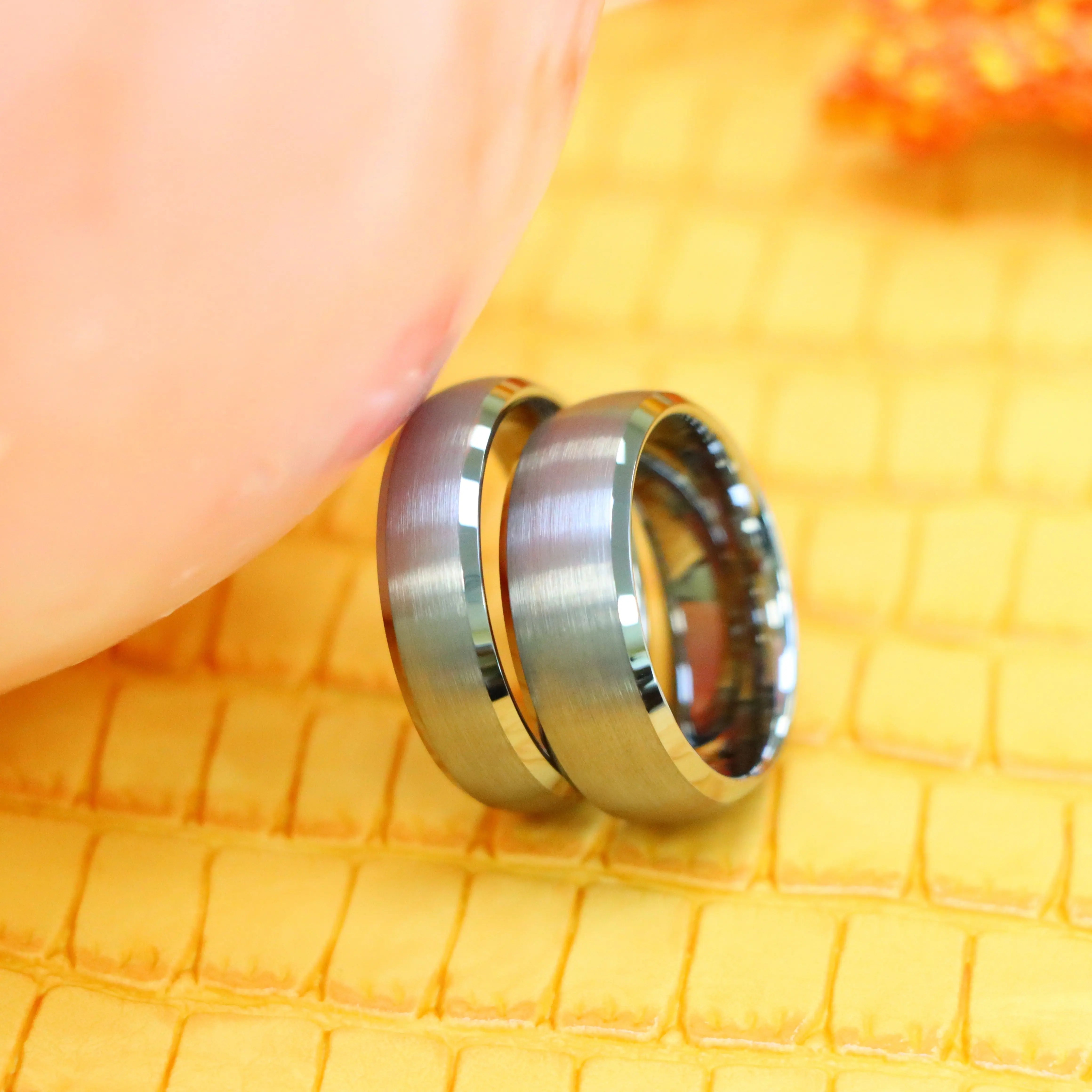 Domed Brushed Center Low Beveled Edge Tungsten Ring - Labhu USA