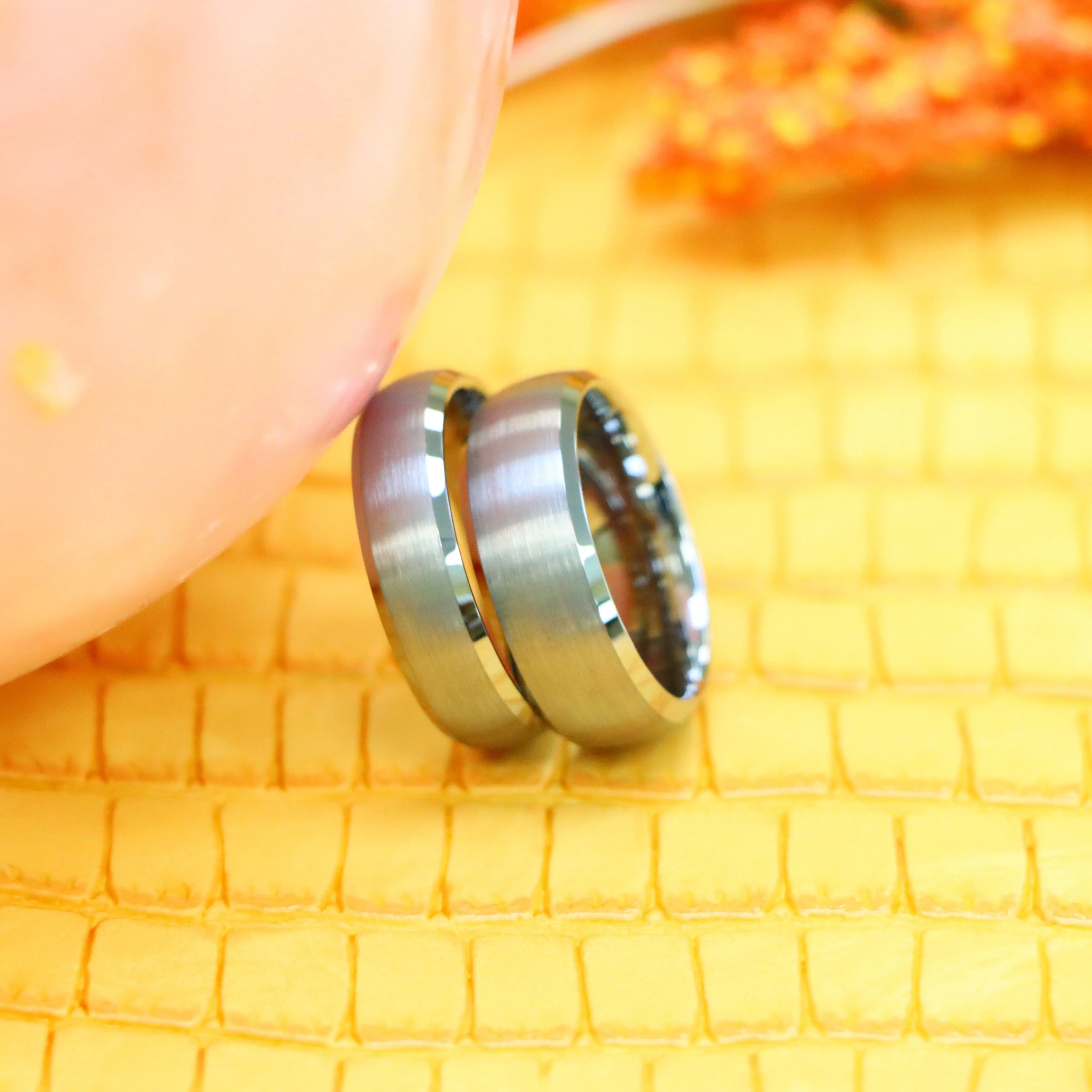 Domed Brushed Center Low Beveled Edge Tungsten Ring - Labhu USA
