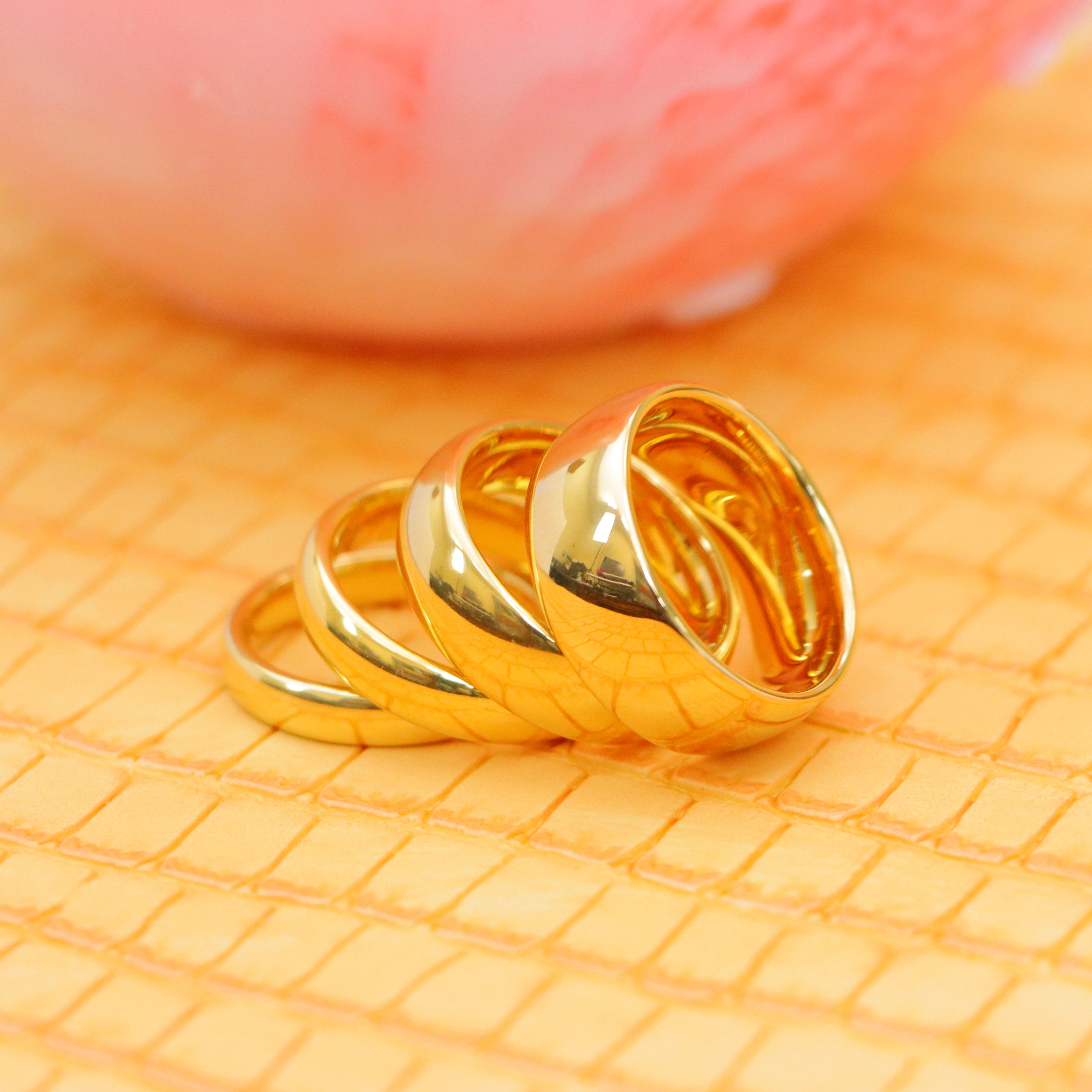 Domed Gold-Plated Shiny Polish Tungsten Ring - Labhu USA