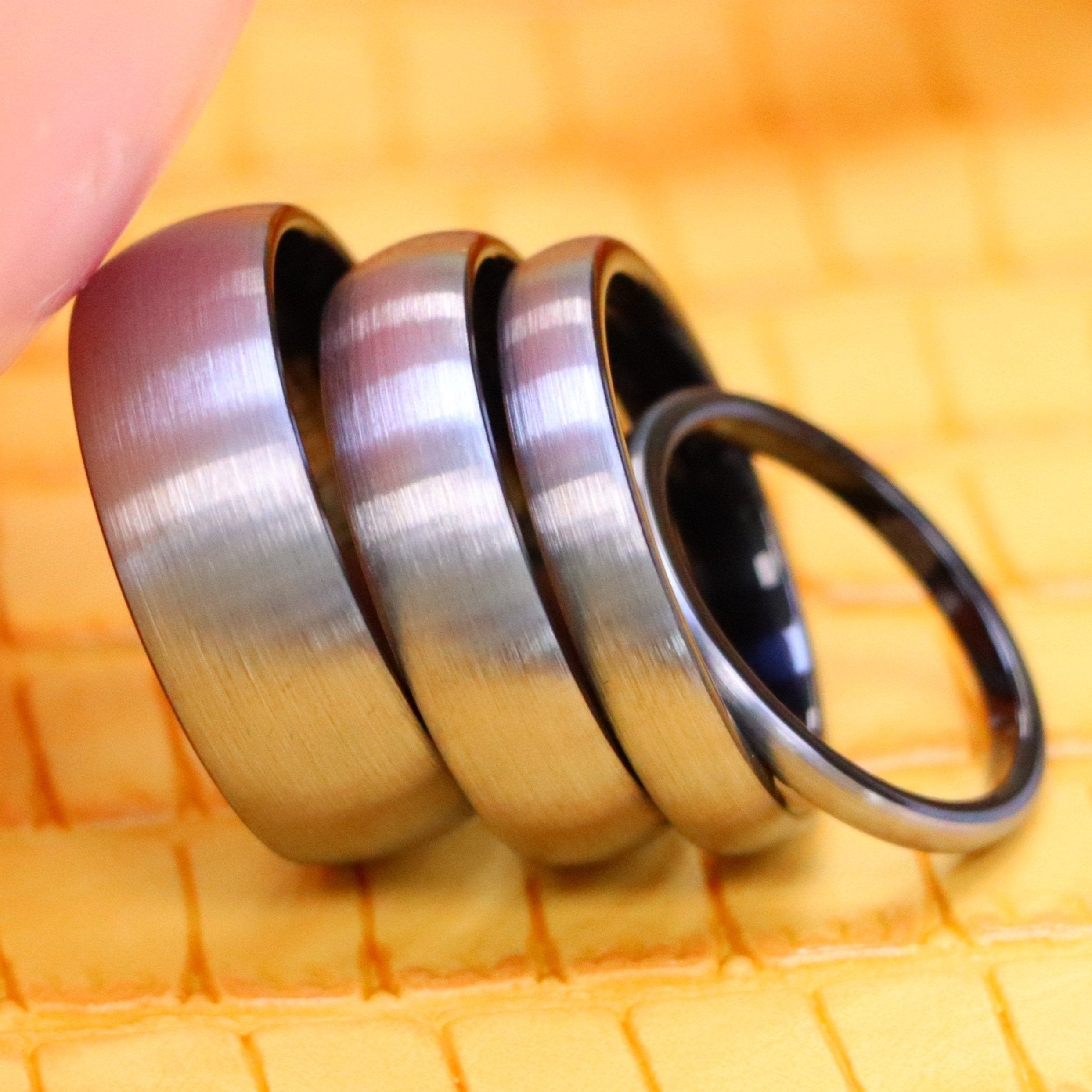 Black & Gun Metal IP Plated Domed Brushed Tungsten Ring - Men's Tungsten Jewelry Labhu USA