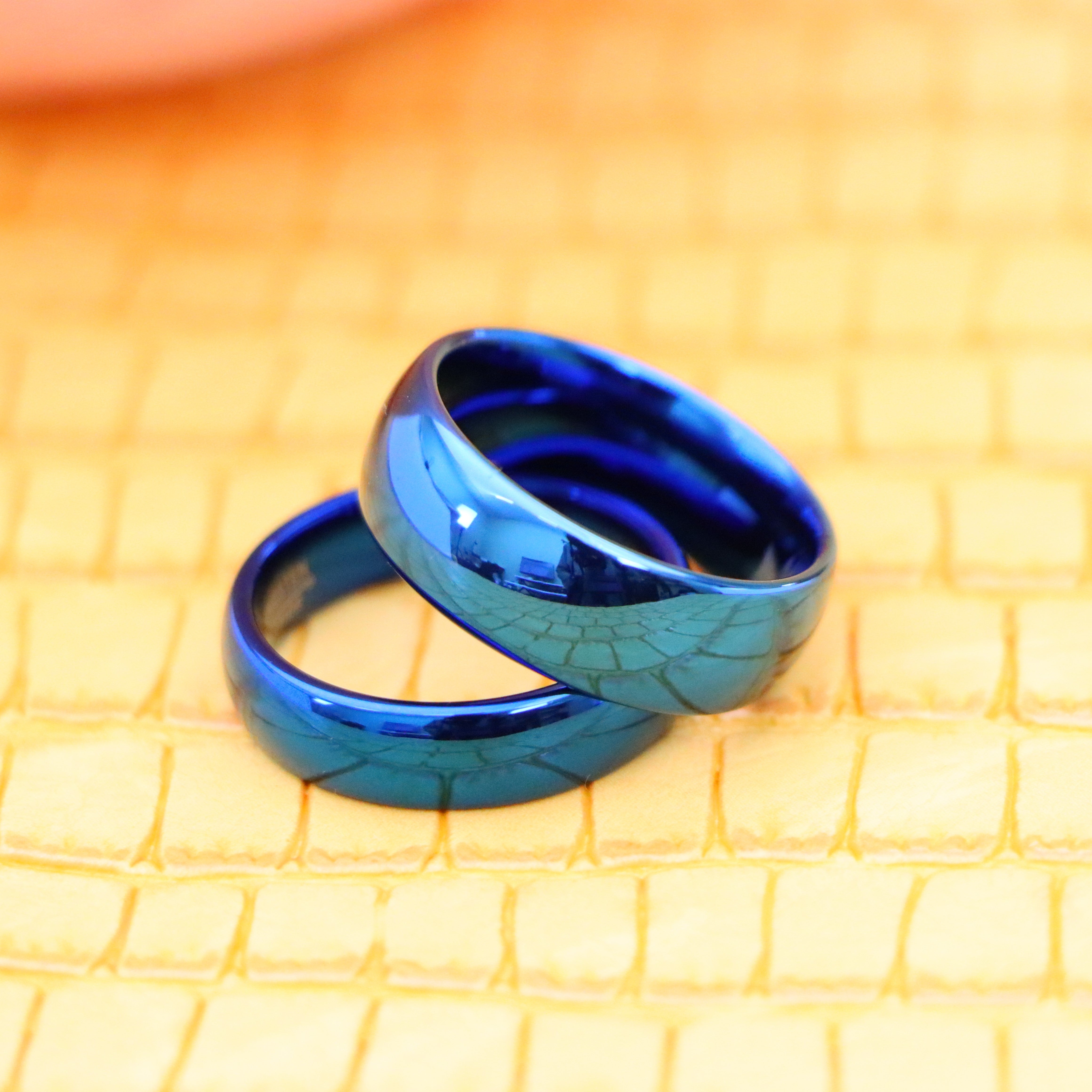 Shiny Blue IP Plated Domed Tungsten Ring - Labhu USA