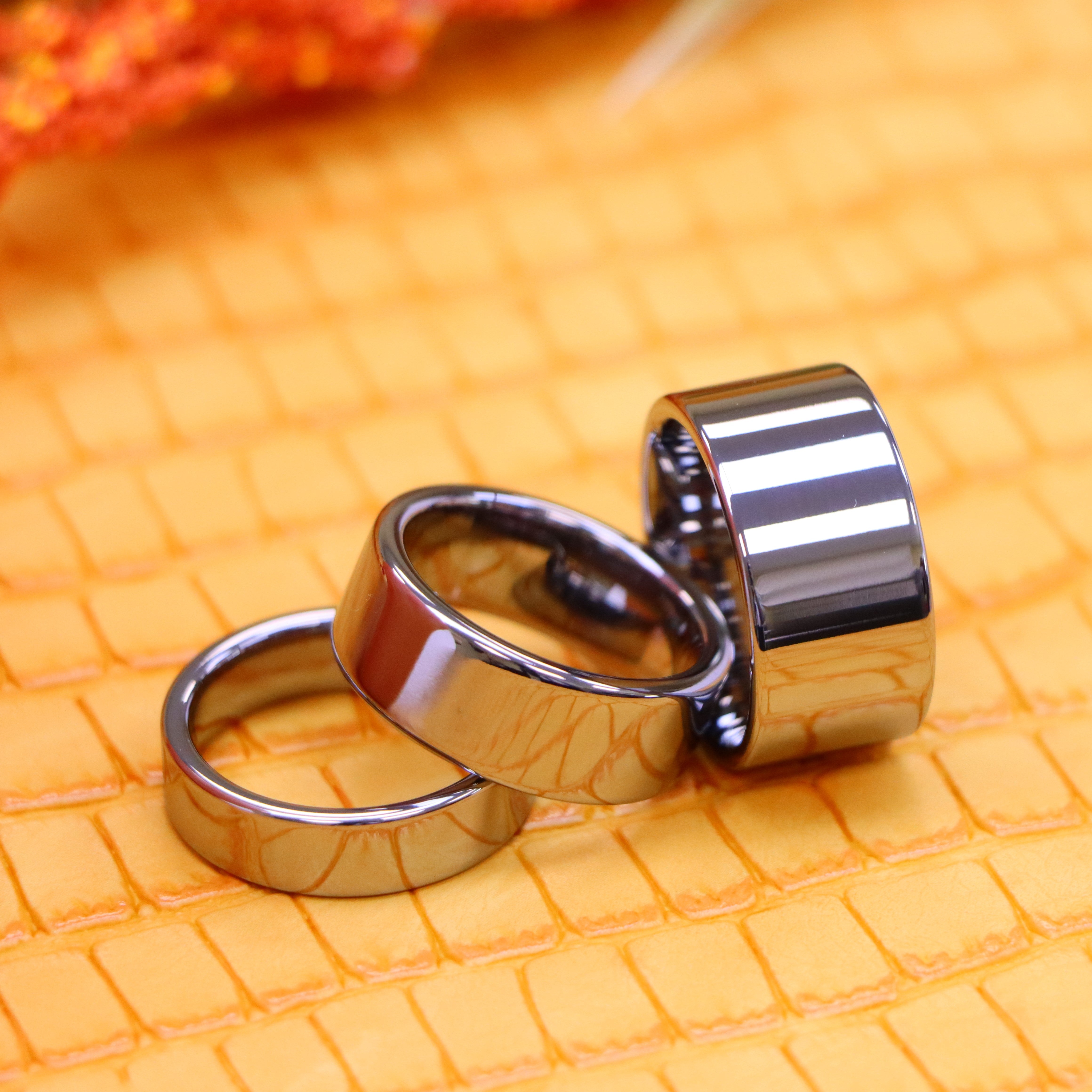 Polished Shiny Flat Pipe Cut Style Tungsten Ring - Labhu USA