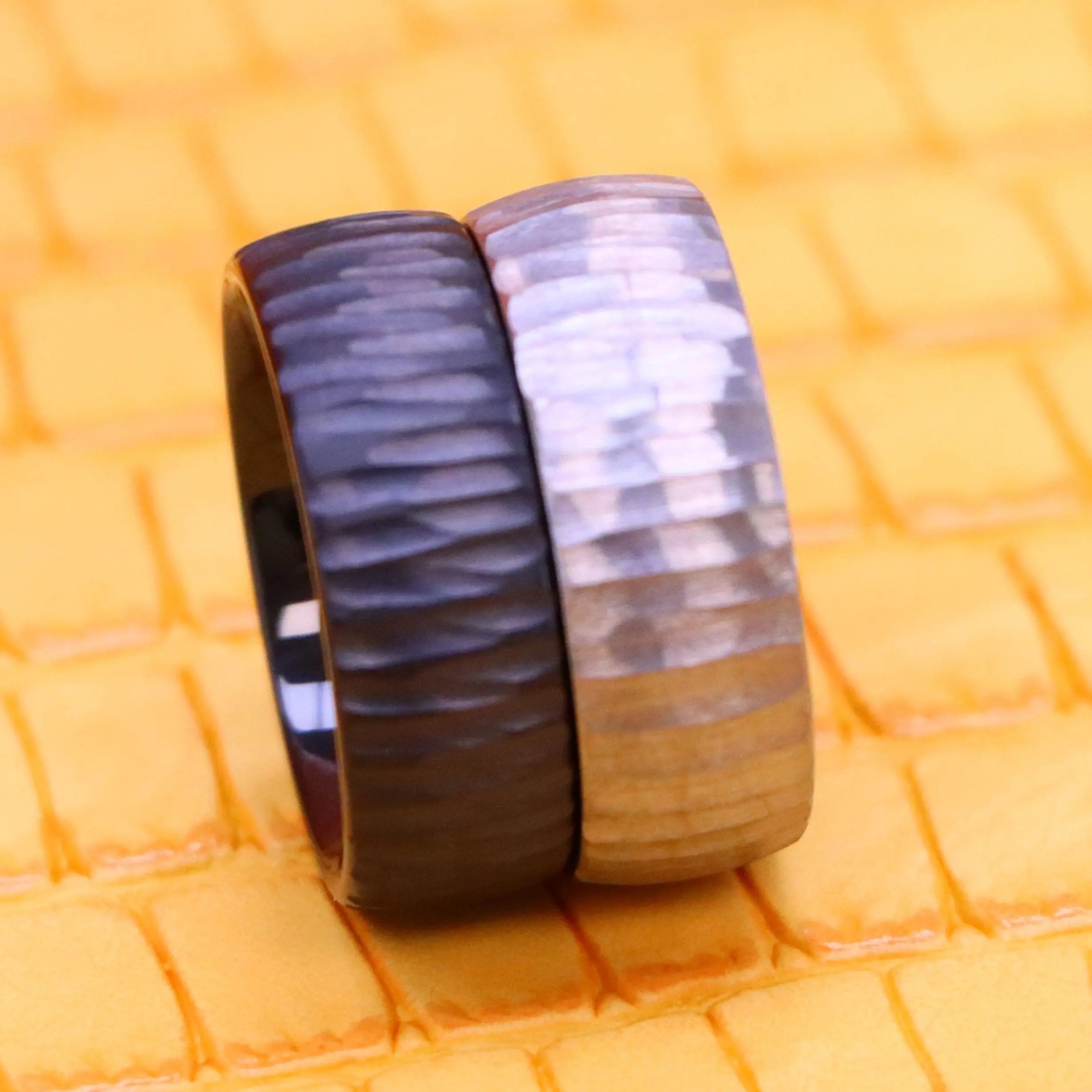 8mm Semi Domed Ring with Tree Bark Carved Textured Finish Tungsten Ring - Labhu USA