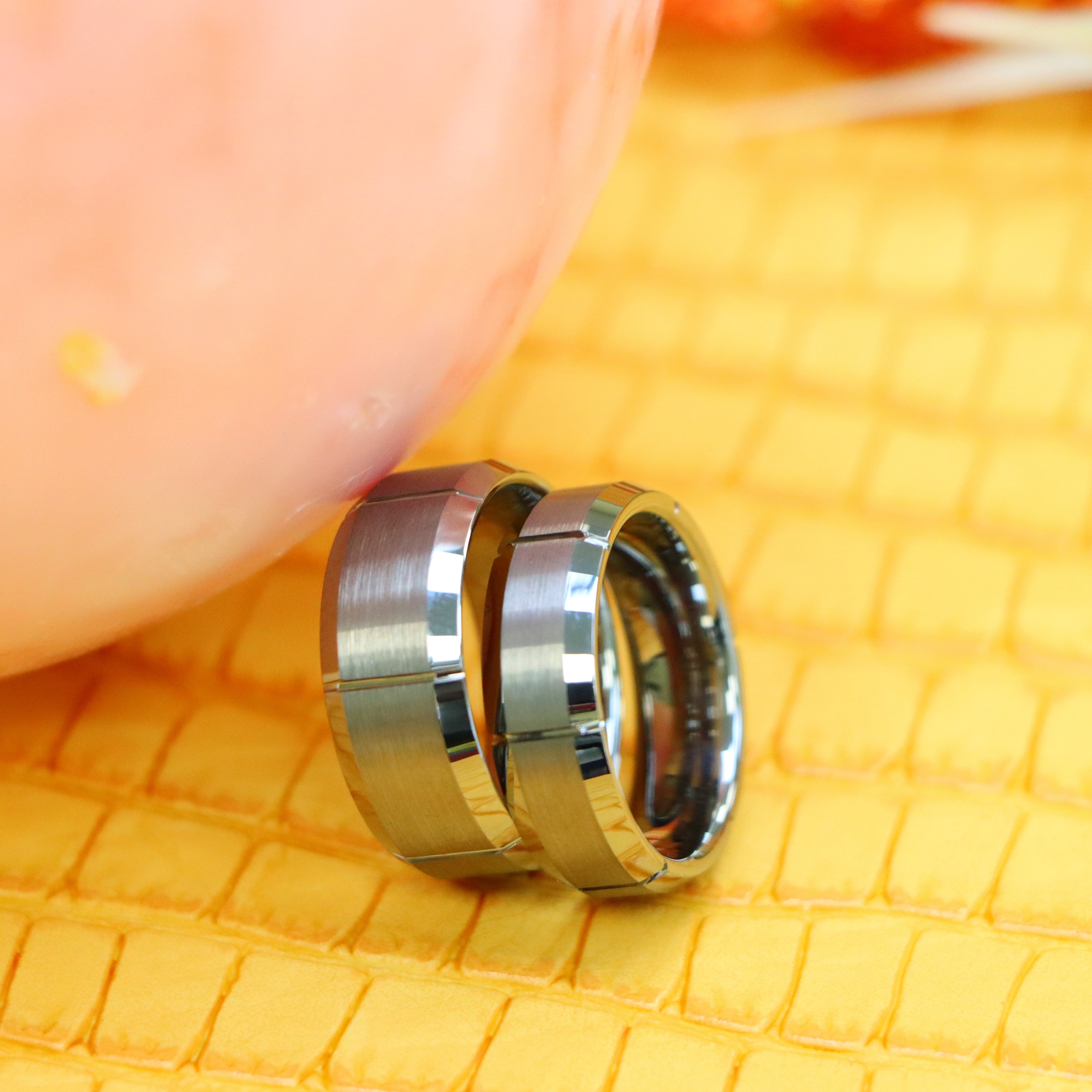Multiple Vertical Grooves Brushed Center Tungsten Ring - Labhu USA
