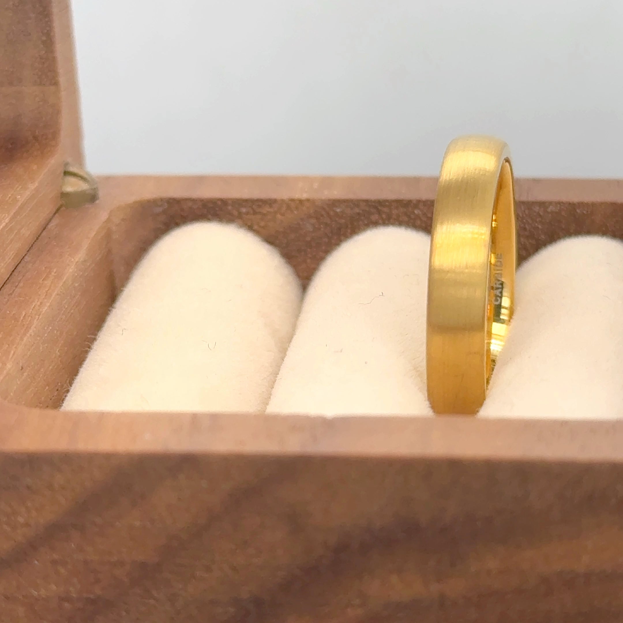 Yellow Gold IP Plated Brushed Domed Classic Style Tungsten Ring - Labhu USA