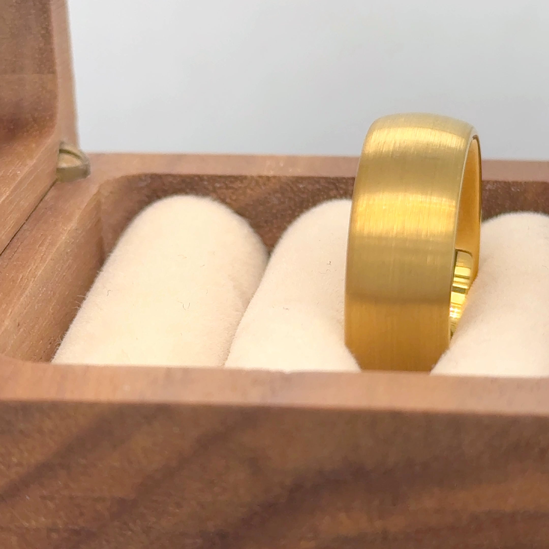Yellow Gold IP Plated Brushed Domed Classic Style Tungsten Ring - Labhu USA