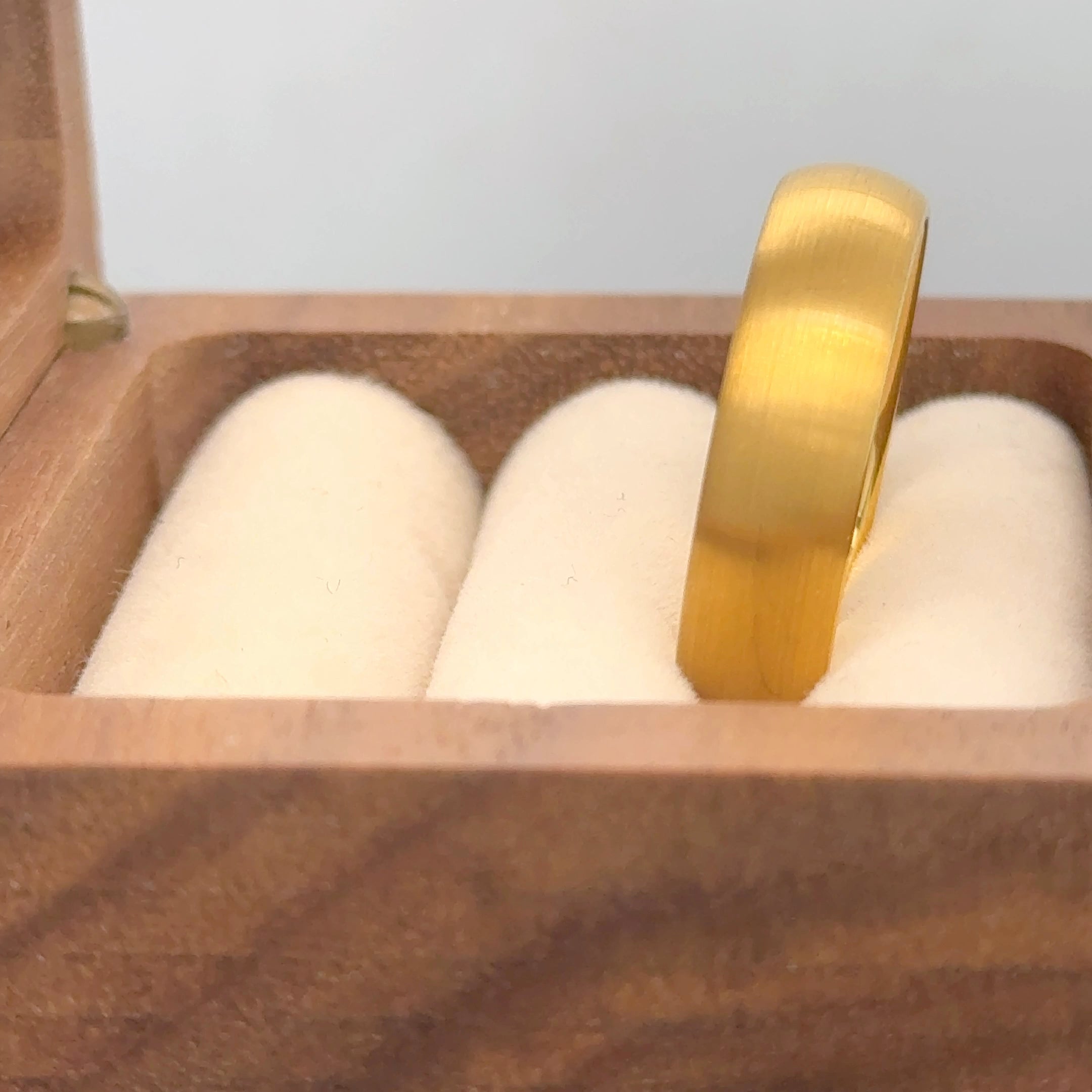 Yellow Gold IP Plated Brushed Domed Classic Style Tungsten Ring - Labhu USA