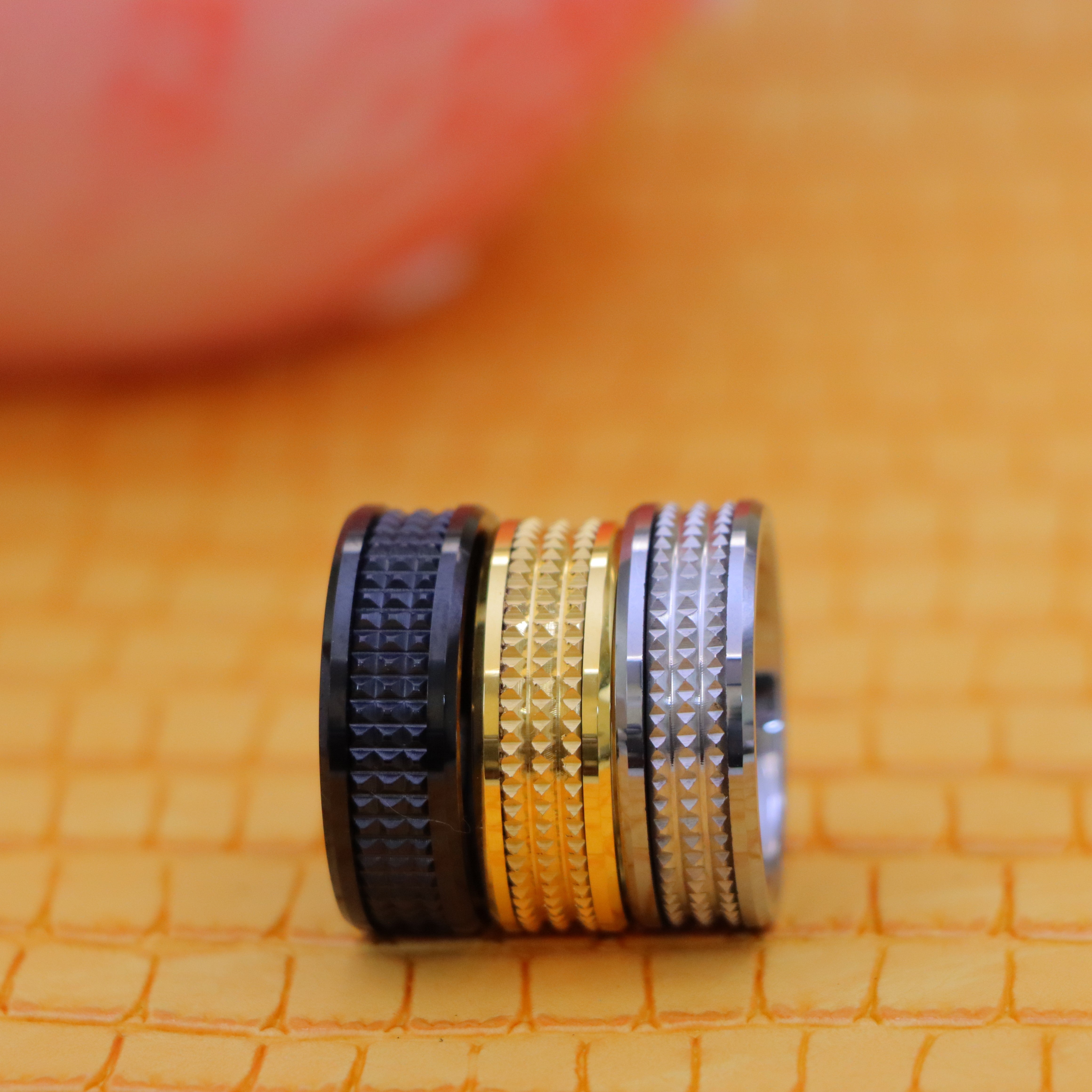 8mm Yellow Gold IP/Black IP/Silver IP Plated Jagged Center Tungsten Ring