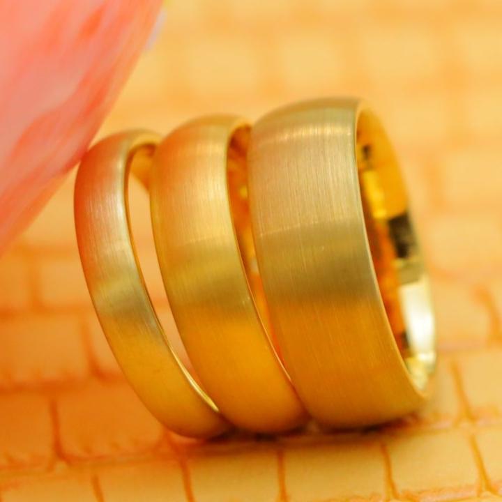 Yellow Gold IP Plated Brushed Domed Classic Style Tungsten Ring