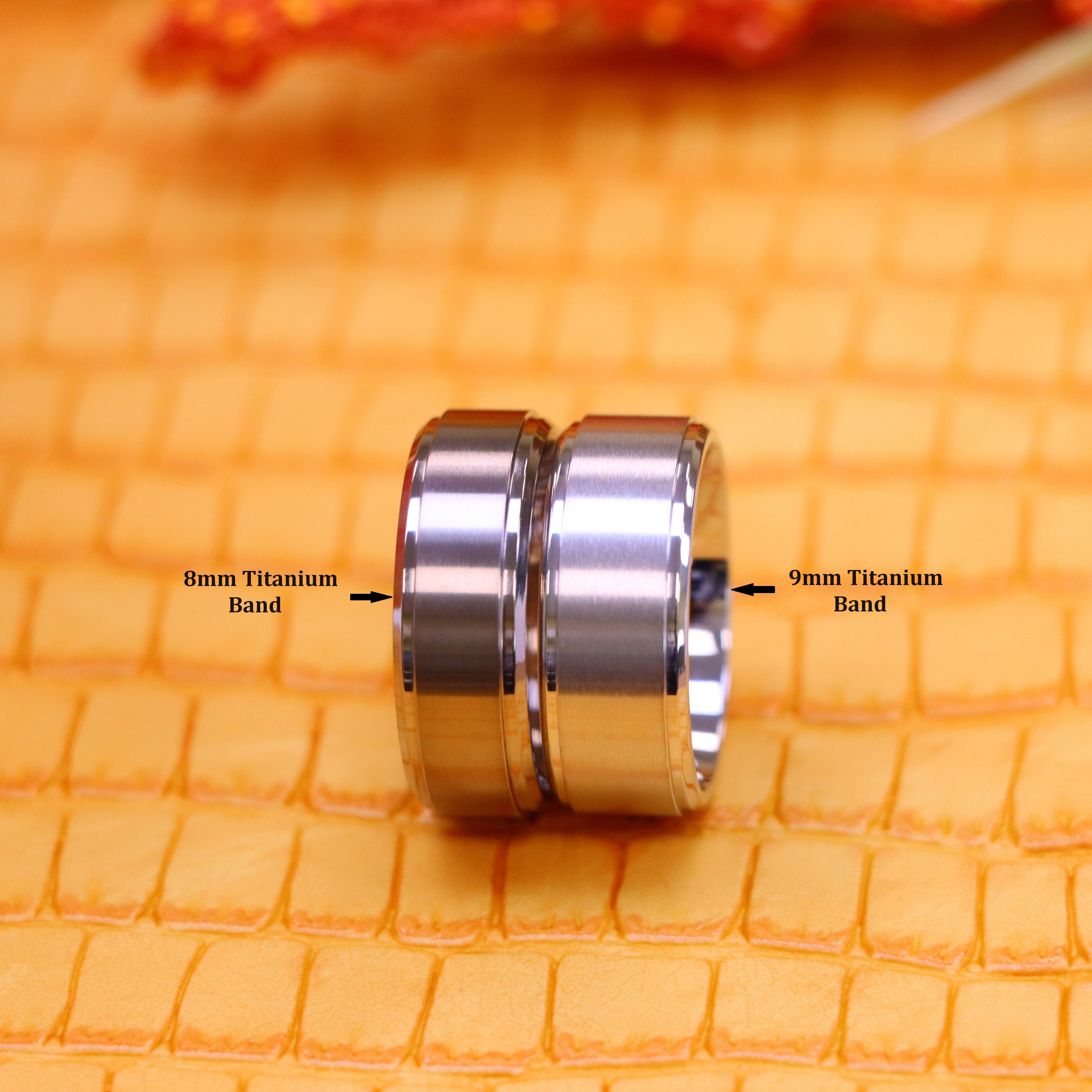 Titanium Ring Flat Brushed Center Polished Shiny Edge