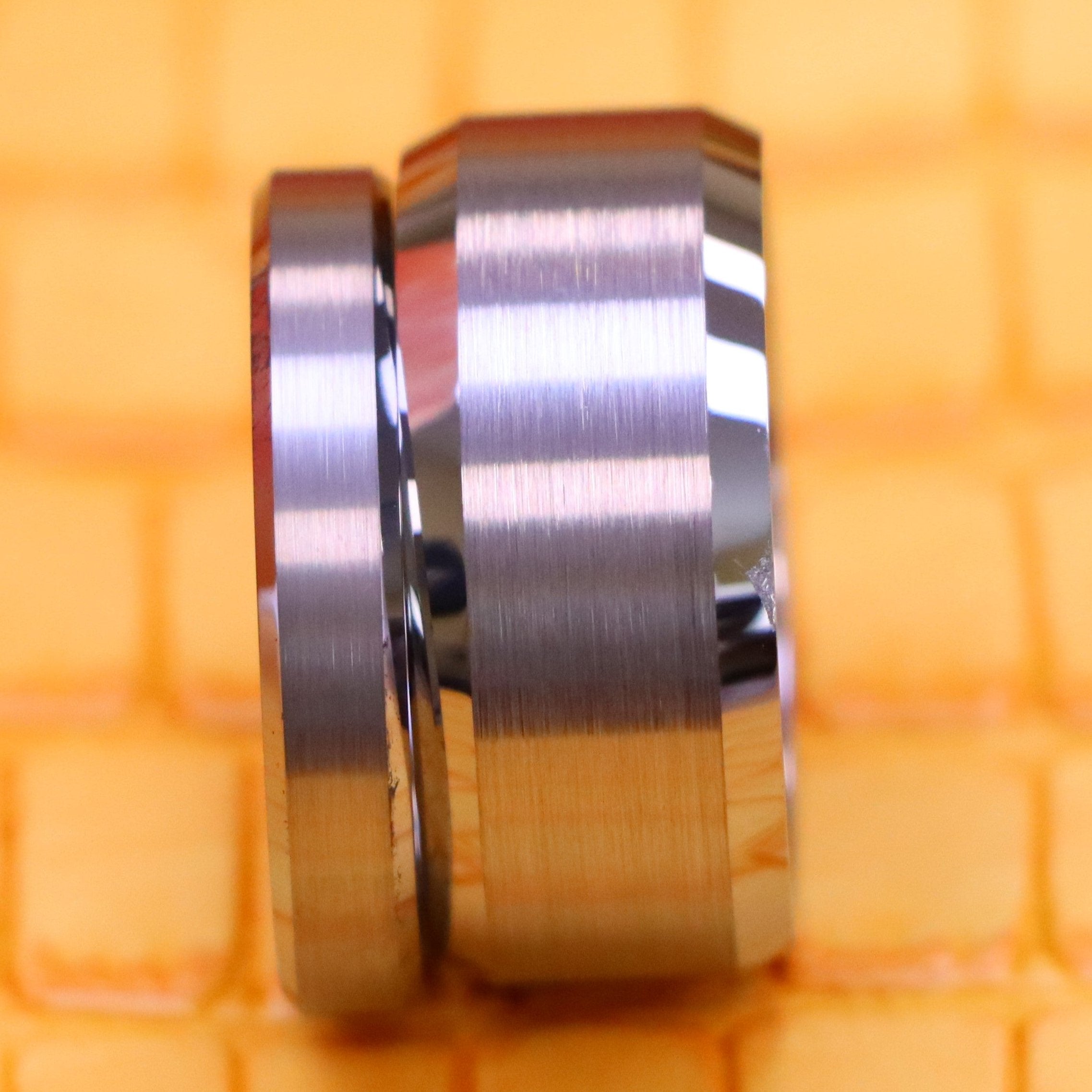 Flat Brushed Center High Polish Beveled Edge Tungsten Ring