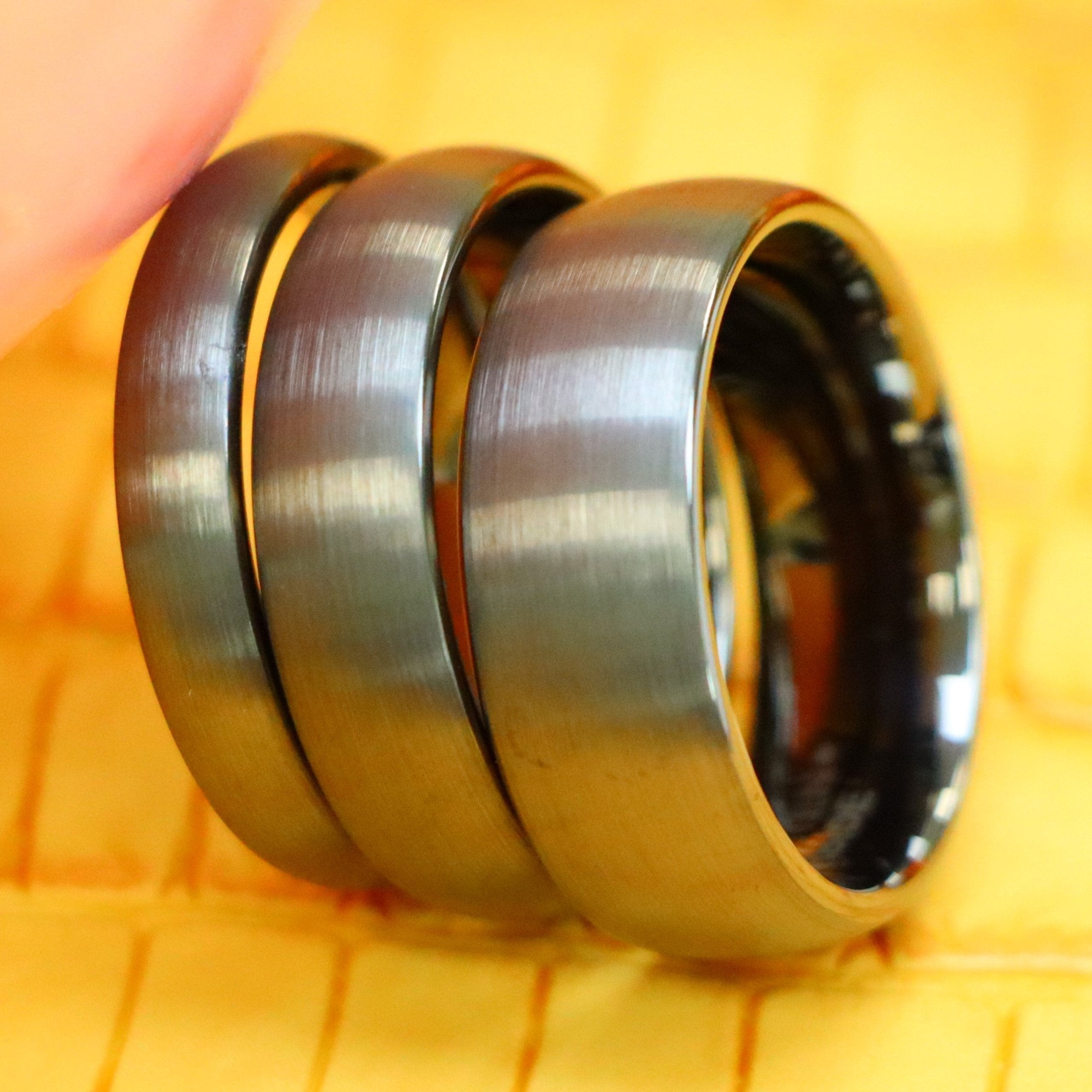 Dome Brush Gun Metal Tungsten Ring