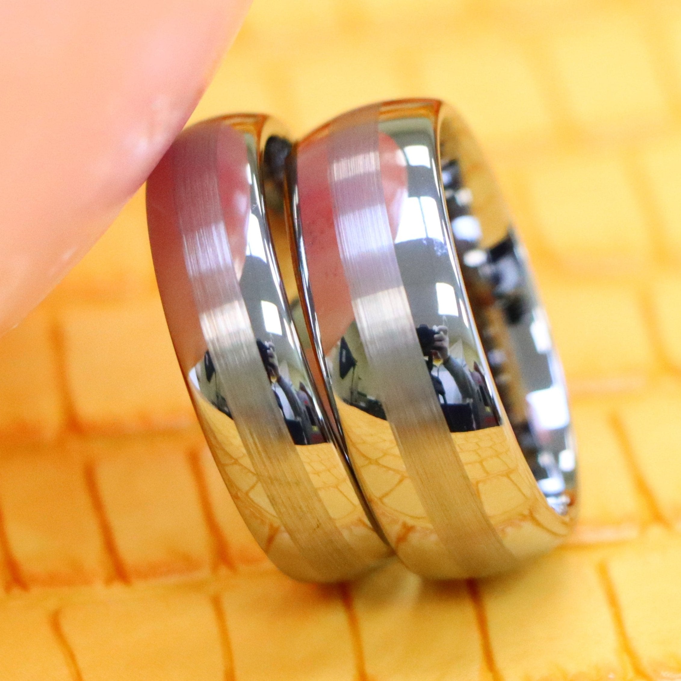 Polished Shiny with Brushed Center Tungsten Ring