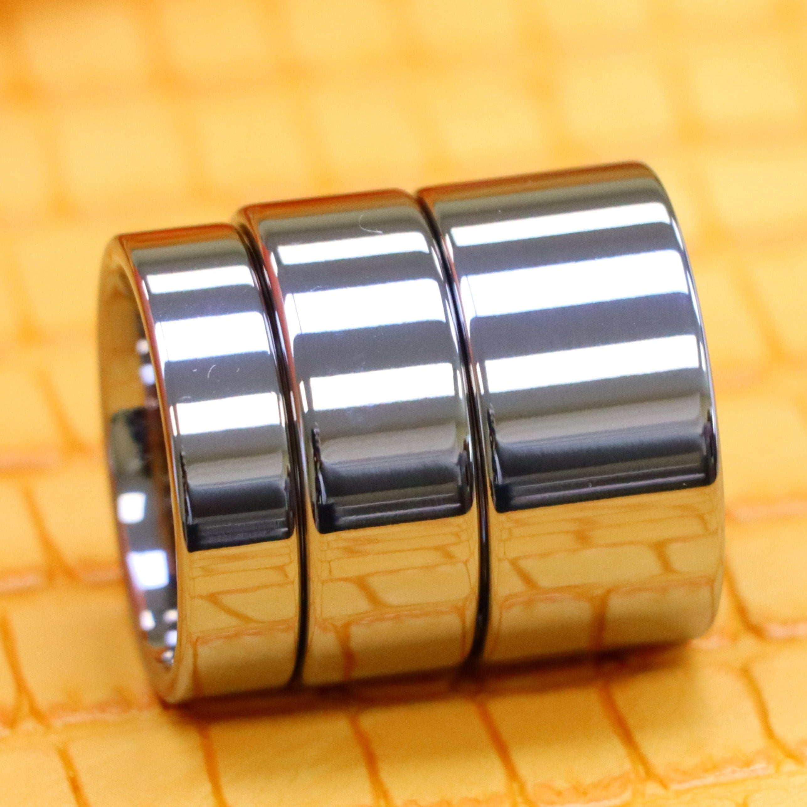 Polished Shiny Flat Pipe Cut Style Tungsten Ring