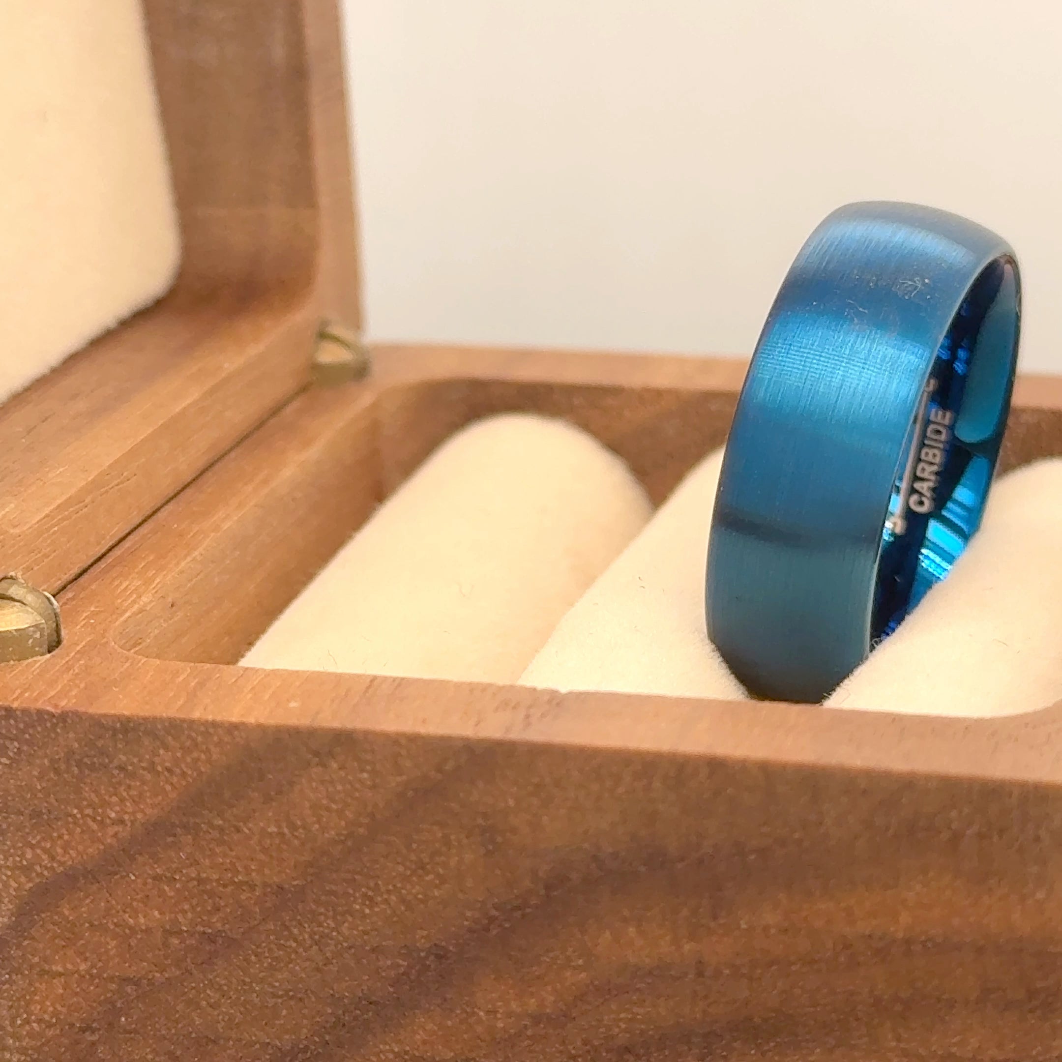 Blue IP Plated Brushed Domed Tungsten Ring